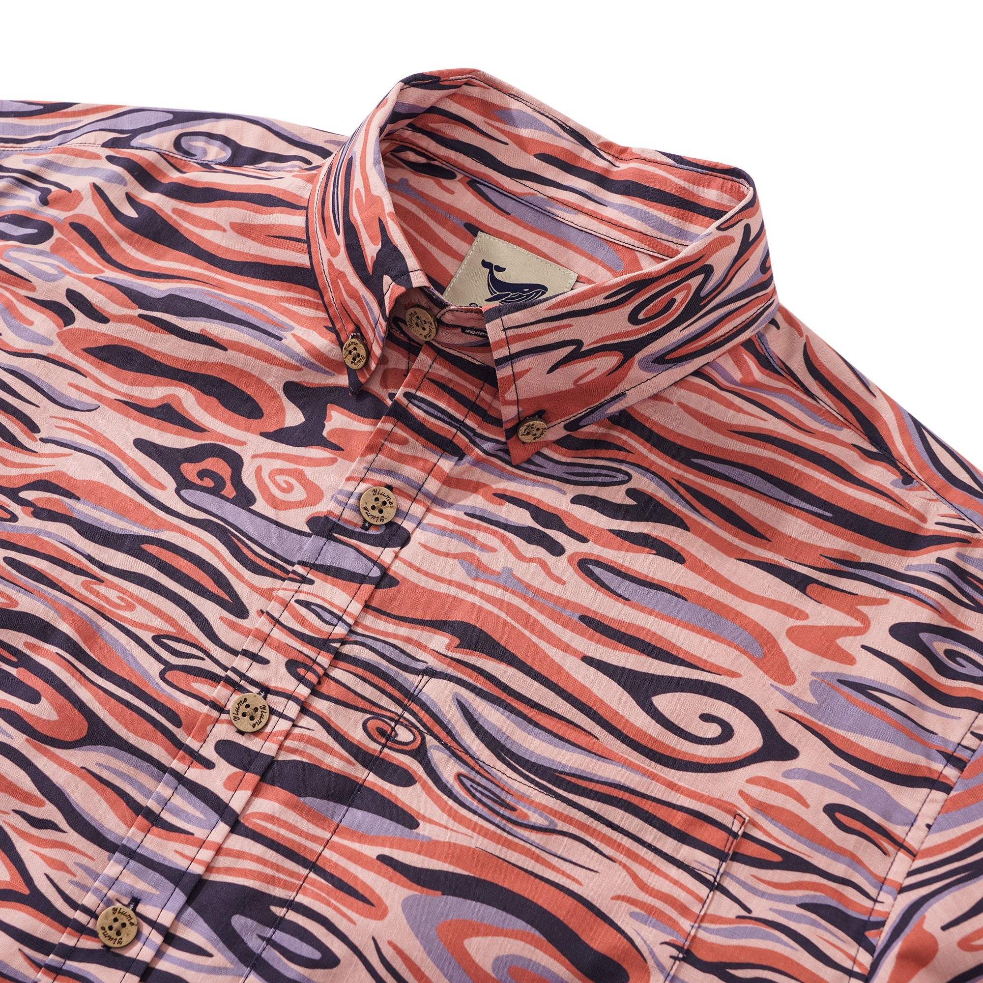 Men's Pink Hawaiian Shirt Short Sleeve Button-down 100% Cotton Aloha Celestial Harmony By Yakima
