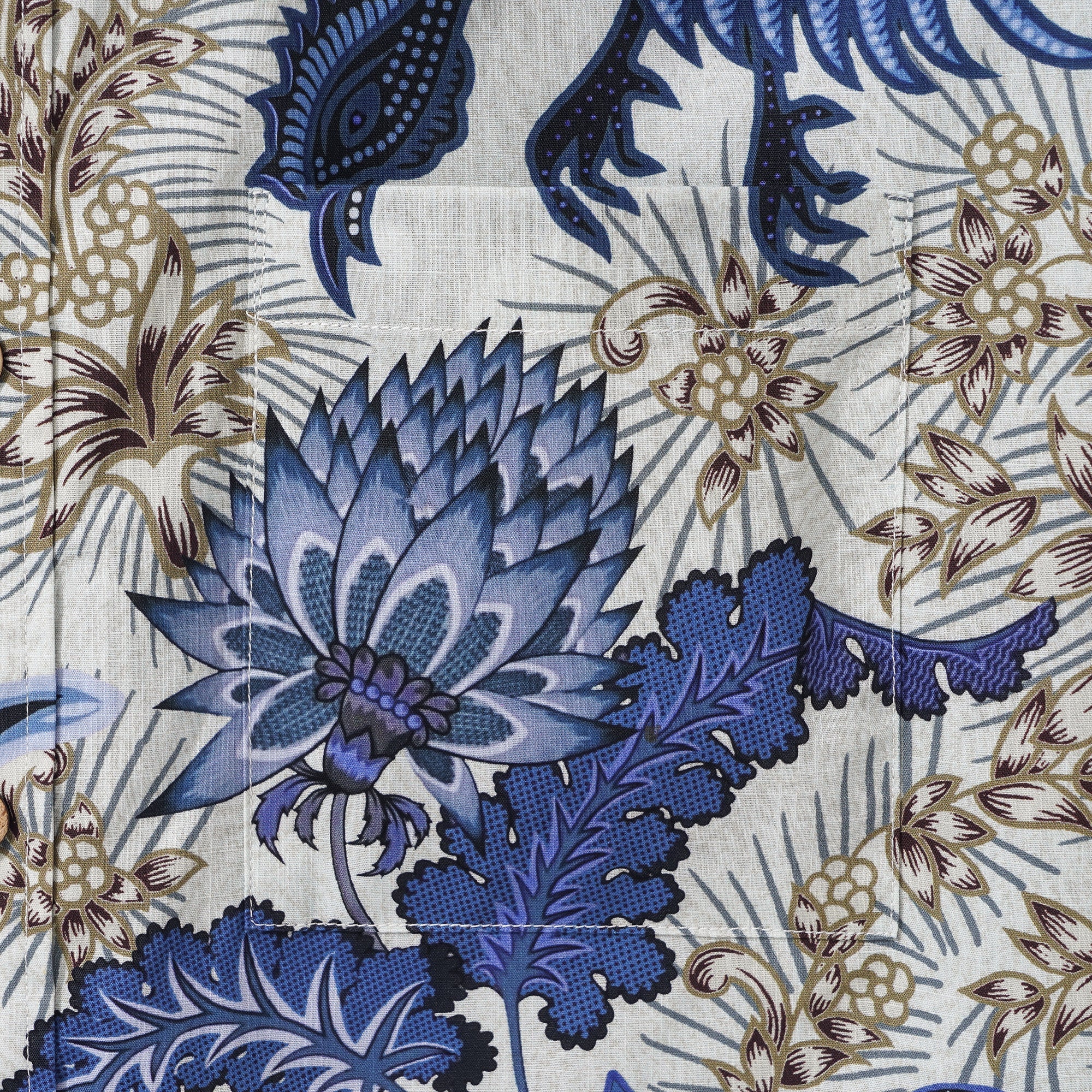 Men's Hawaiian Shirt Short Sleeve Button-down 100% Cotton Blue Phoenix Aloha Shirt By Sun
