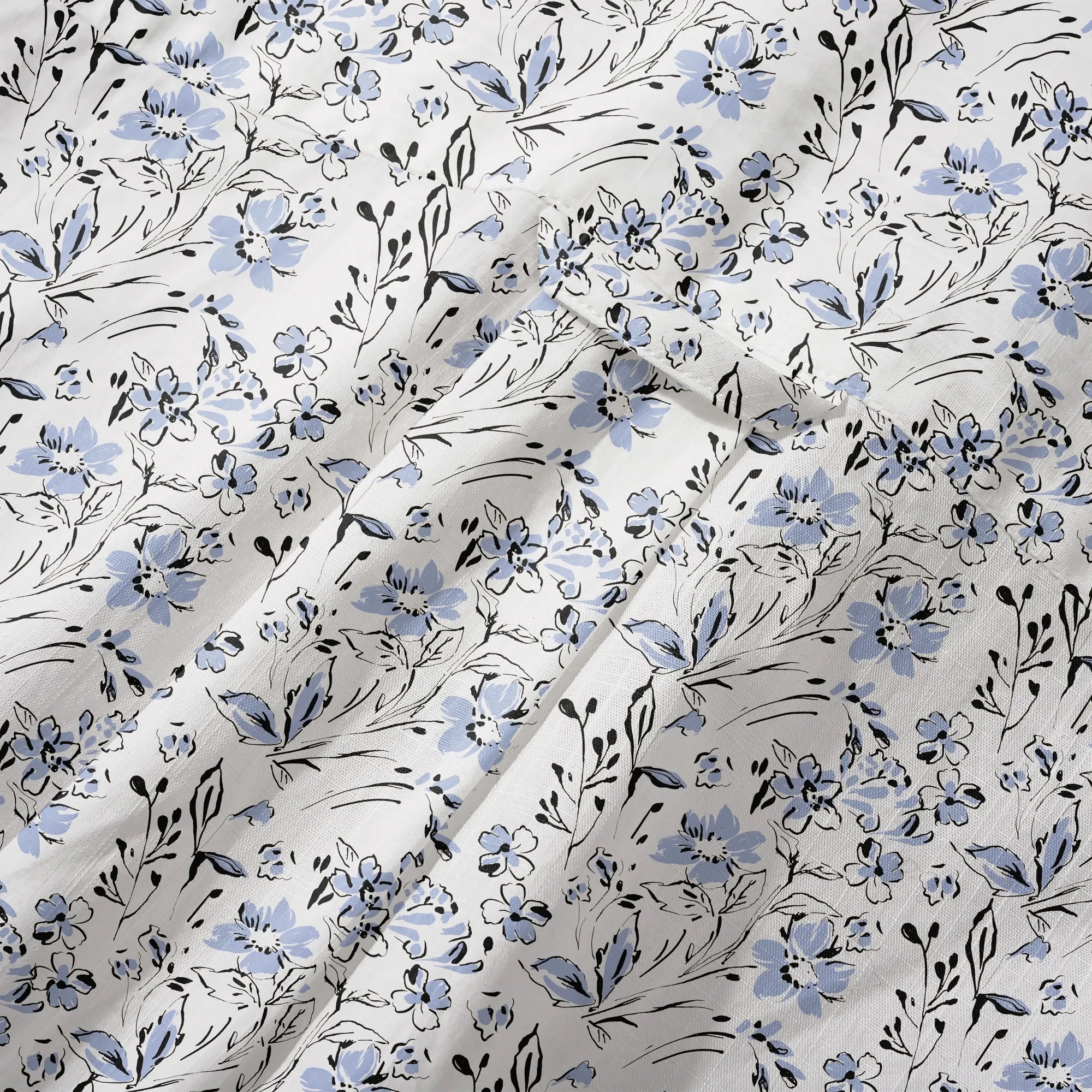 LeosWare® Men's Hawaiian Shirt Short Sleeve Button-up 100% Cotton Blue Aloha Graceful Sky Flowers By Huan huan