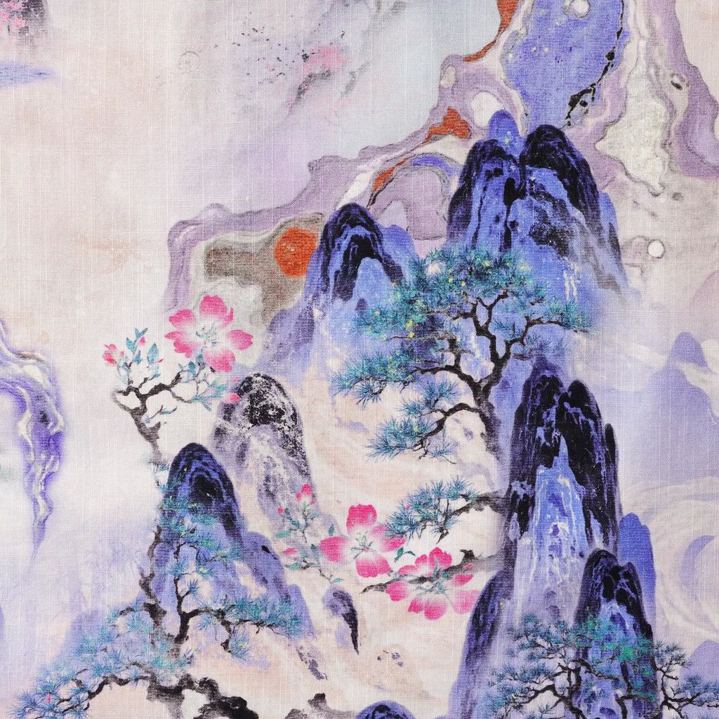 Men's Hawaiian Shirt Short Sleeve Button-down 100% Cotton Purple Aloha Purple Mountain Retreat By Sylvia