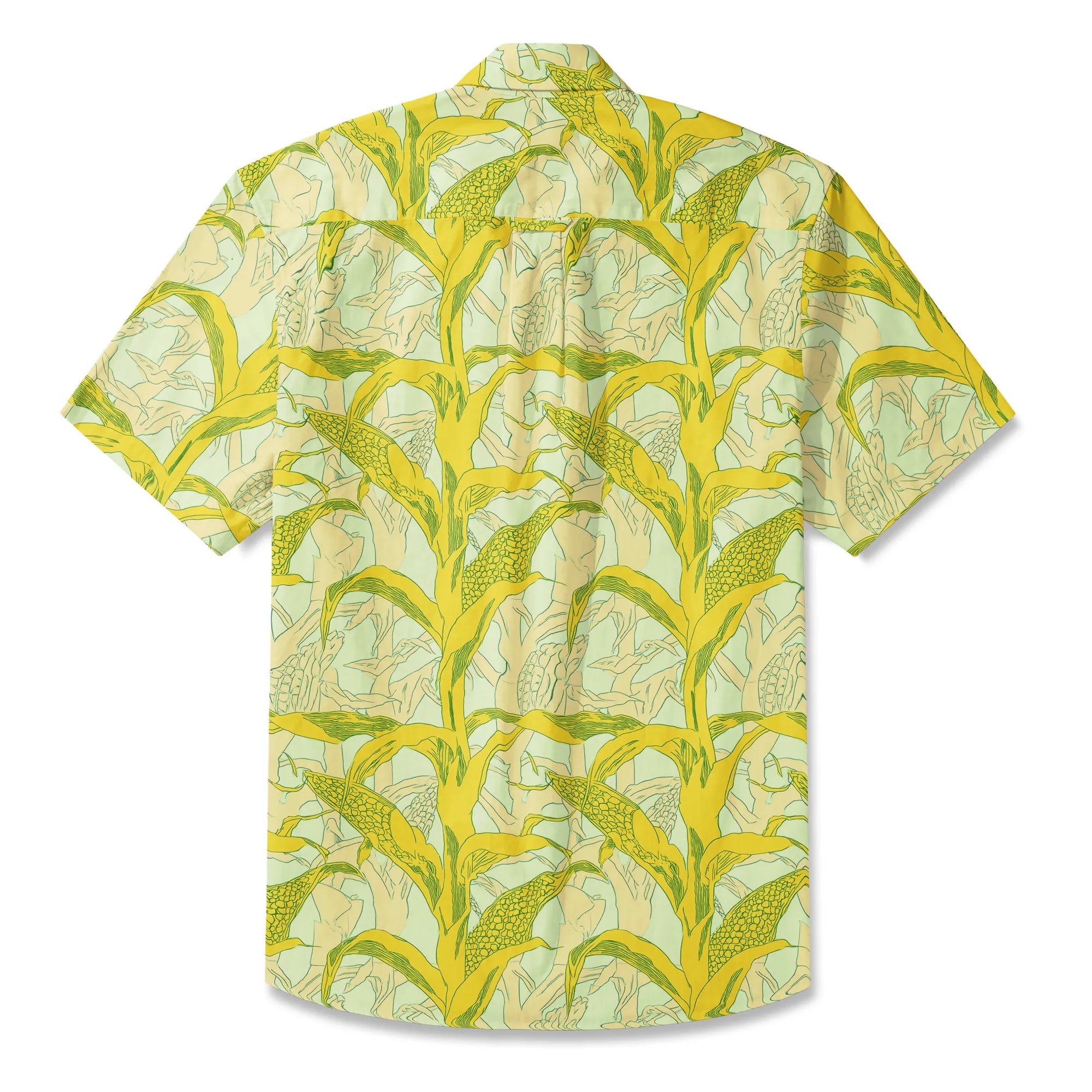 LeosWare® Men's Hawaiian Shirt Short Sleeve Button-up 100% Cotton Yellow Aloha Golden Summer Harvest By Ann