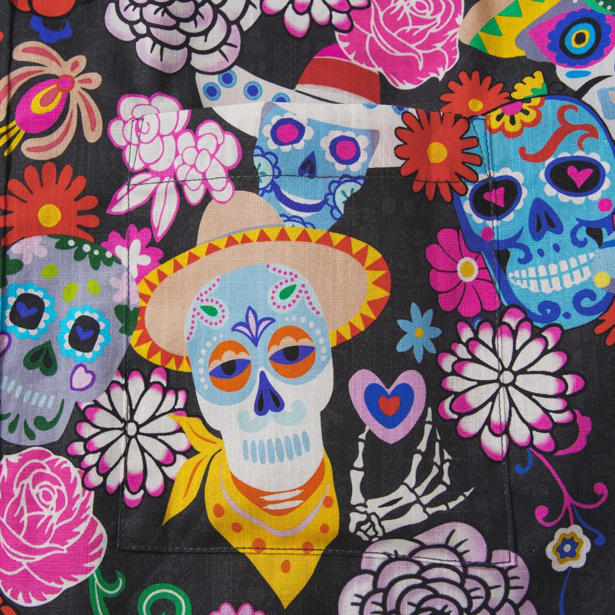 Men's Hawaiian Shirt Short Sleeve Button-down 100% Cotton Aloha Colorful Skull Carnival Mexico-Inspired By Huan huan