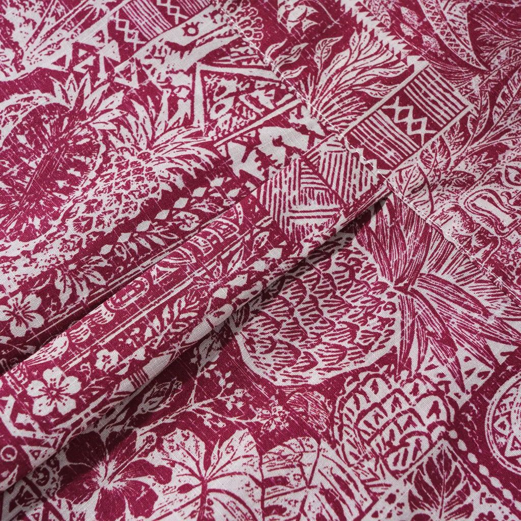 Men's Hawaiian Shirt Short Sleeve Button-down 100% Cotton Red Aloha Tiki  Isle Archive - Burgundy Red By Cigar