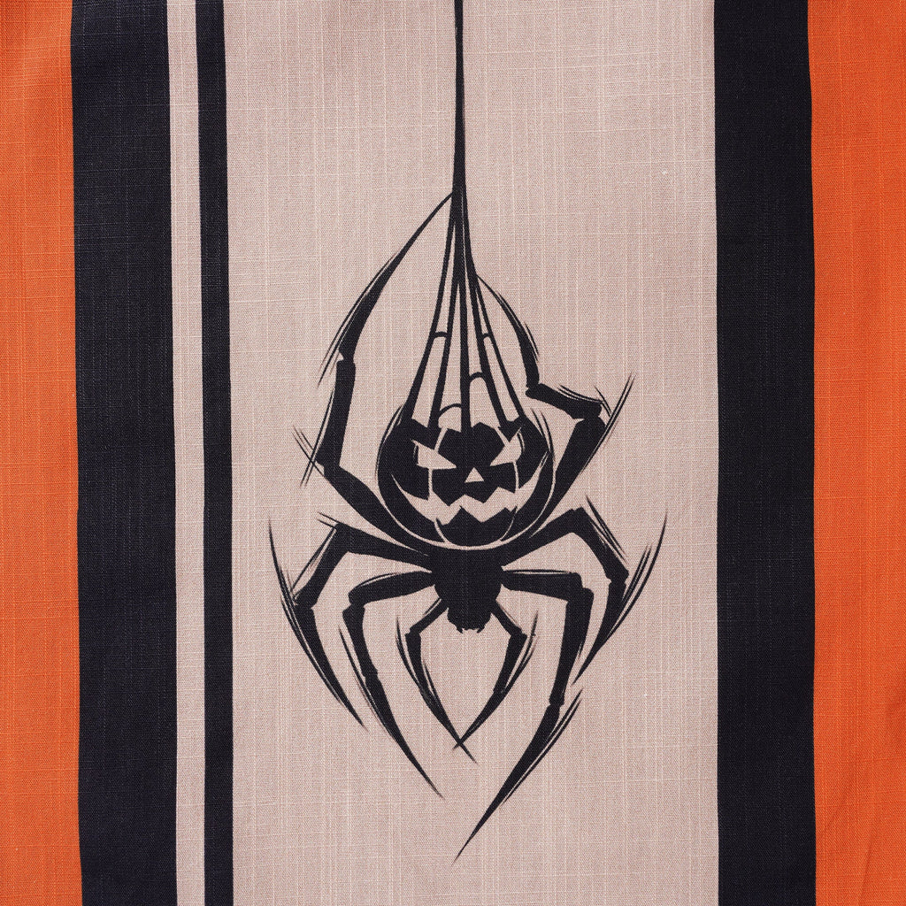 Men's Hawaiian Bowling Shirt Short Sleeve Halloween Camp Collar 100% Cotton Spider Pumpkin Lantern Shirt By Zeke