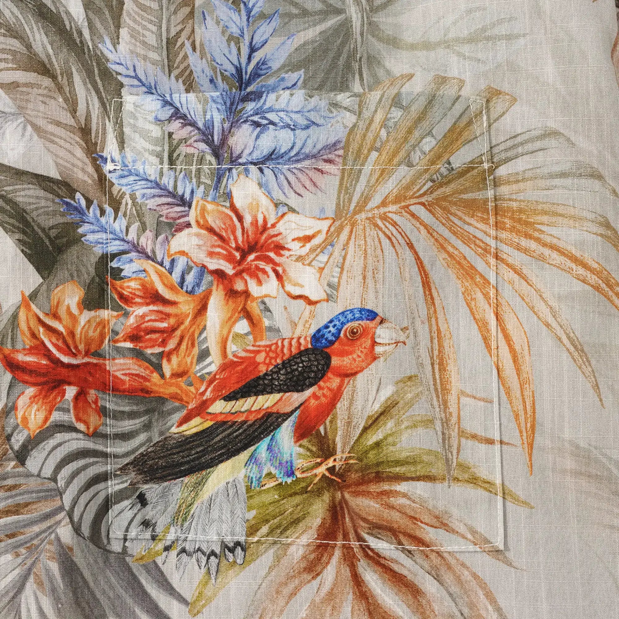 Men's Hawaiian Shirt Short Sleeve Button-down 100% Cotton Gray Aloha Tropical Paradise Scroll By DUDU