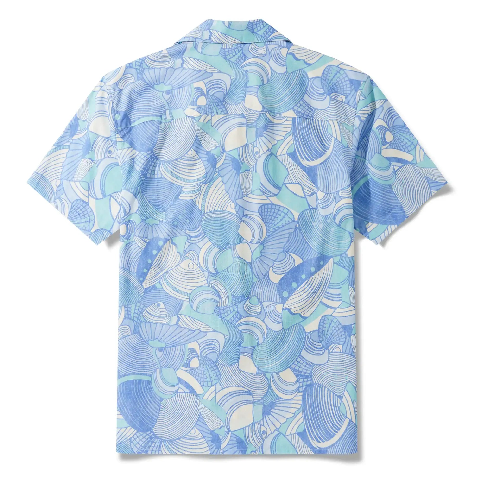 Men's Hawaiian Shirt Short Sleeve Camp Collar 100% Cotton Blue Aloha Lost In Seashells By Roochita Chachra