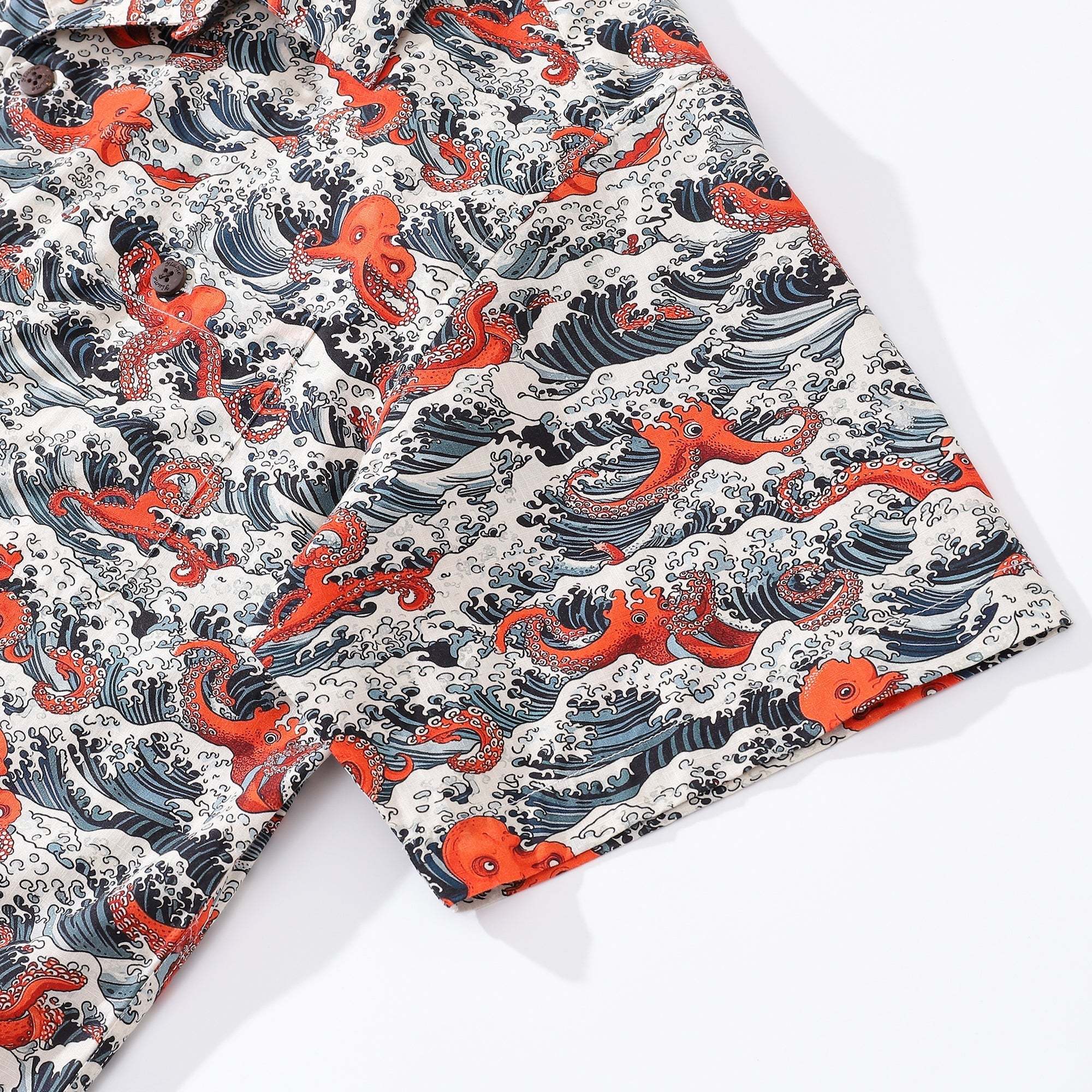 Hawaiian Shirt For Men Octopus Revelry Shirt Camp Collar 100% Cotton Shirt Aloha By Amy