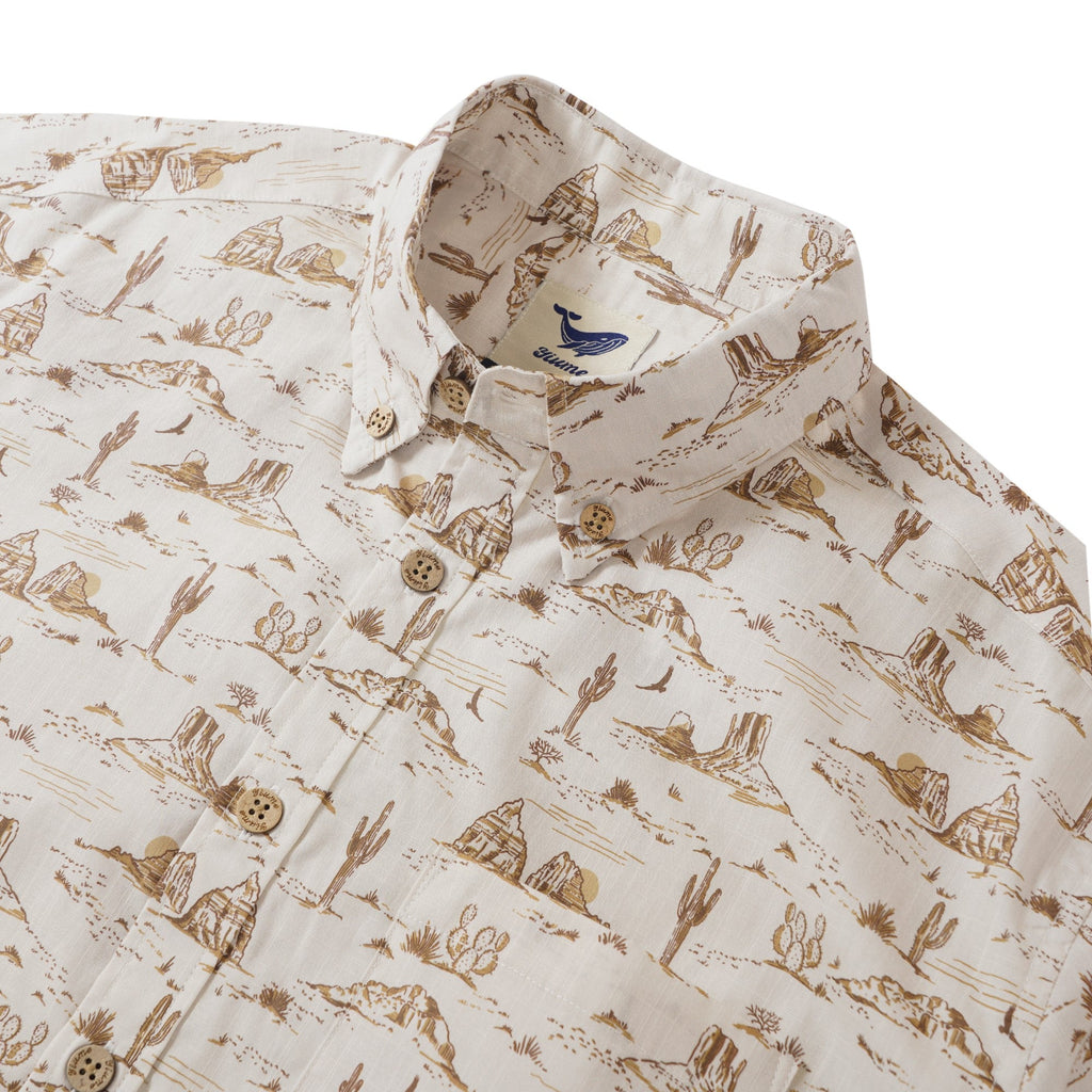 Men's Hawaiian Shirt Short Sleeve Button-down 100% Cotton Yellow Aloha Western Desert Landscape By Hufton Studio Limited By Hufton Studio - Fleur Crawford
