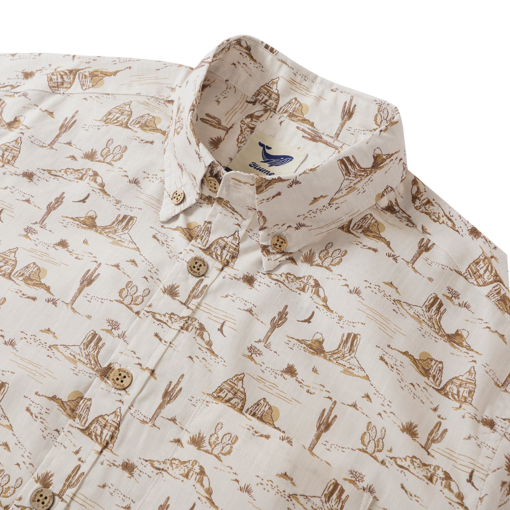 Men's Hawaiian Shirt Short Sleeve Button-down 100% Cotton Yellow Aloha Western Desert Landscape By Hufton Studio Limited By Hufton Studio - Fleur Crawford