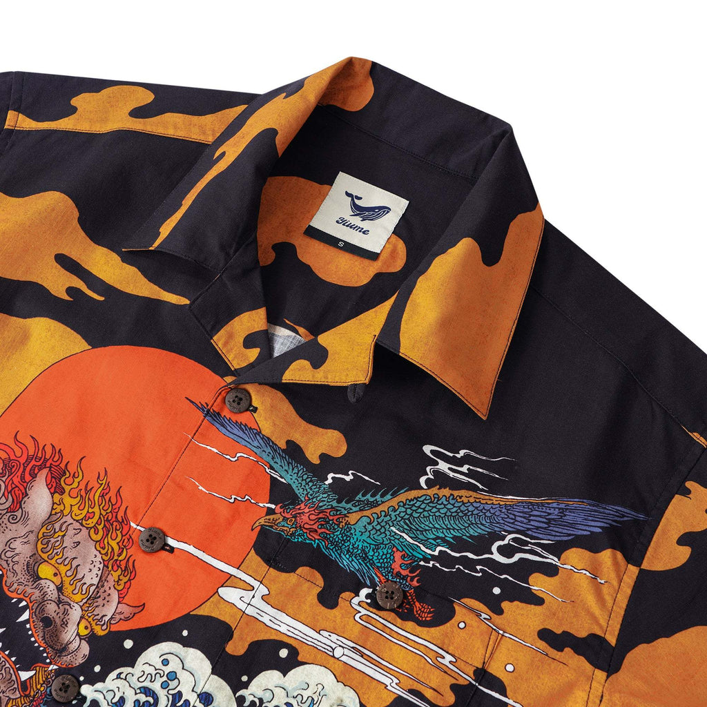 Japanese Ukiyo-e No. 5 By RLoN Hawaiian Shirt for Men Short Sleeve Camp Collar Shirt 100% Cotton Aloha