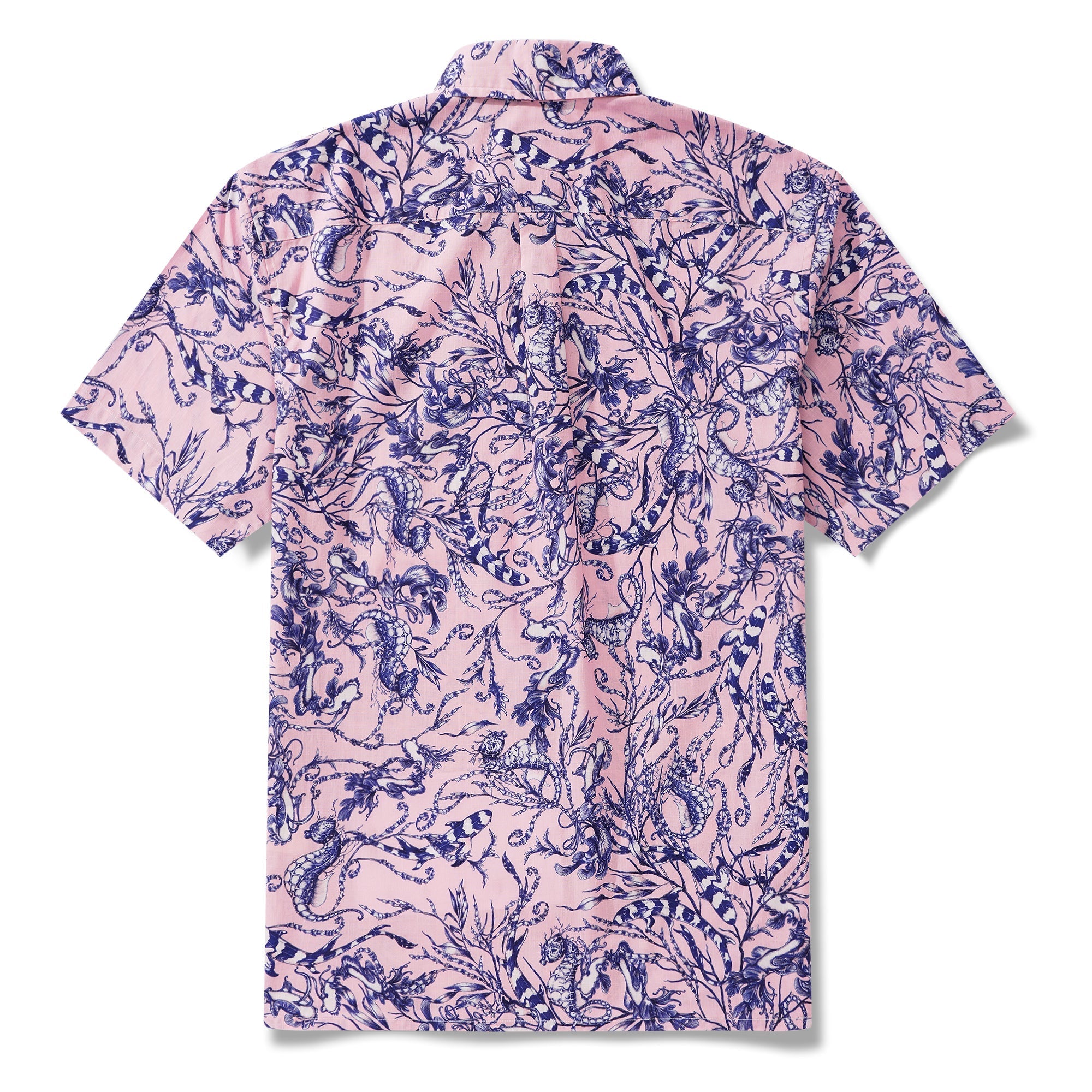 Men's Hawaiian Shirt Short Sleeve Button-down 100% Cotton Aloha Pink Oasis  By Feanne Pink Oasis By Feanne