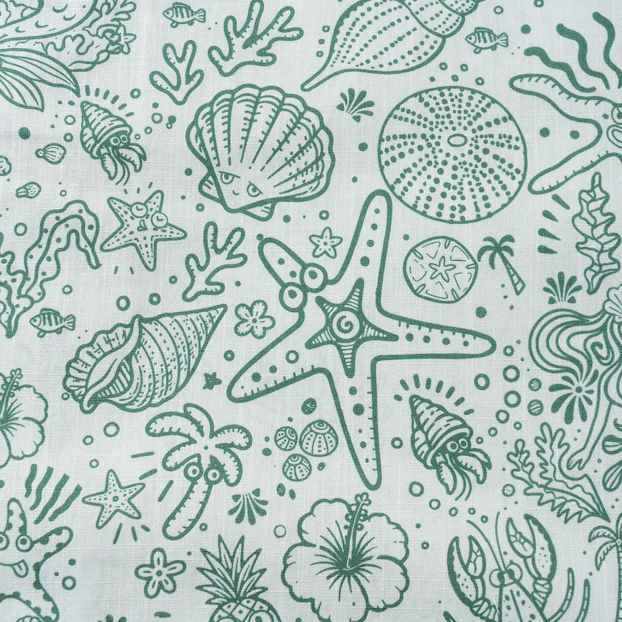 Men's Hawaiian Shirt Short Sleeve Button-down 100% Cotton Green Aloha Coastal Doodle - Sage green By Huan huan
