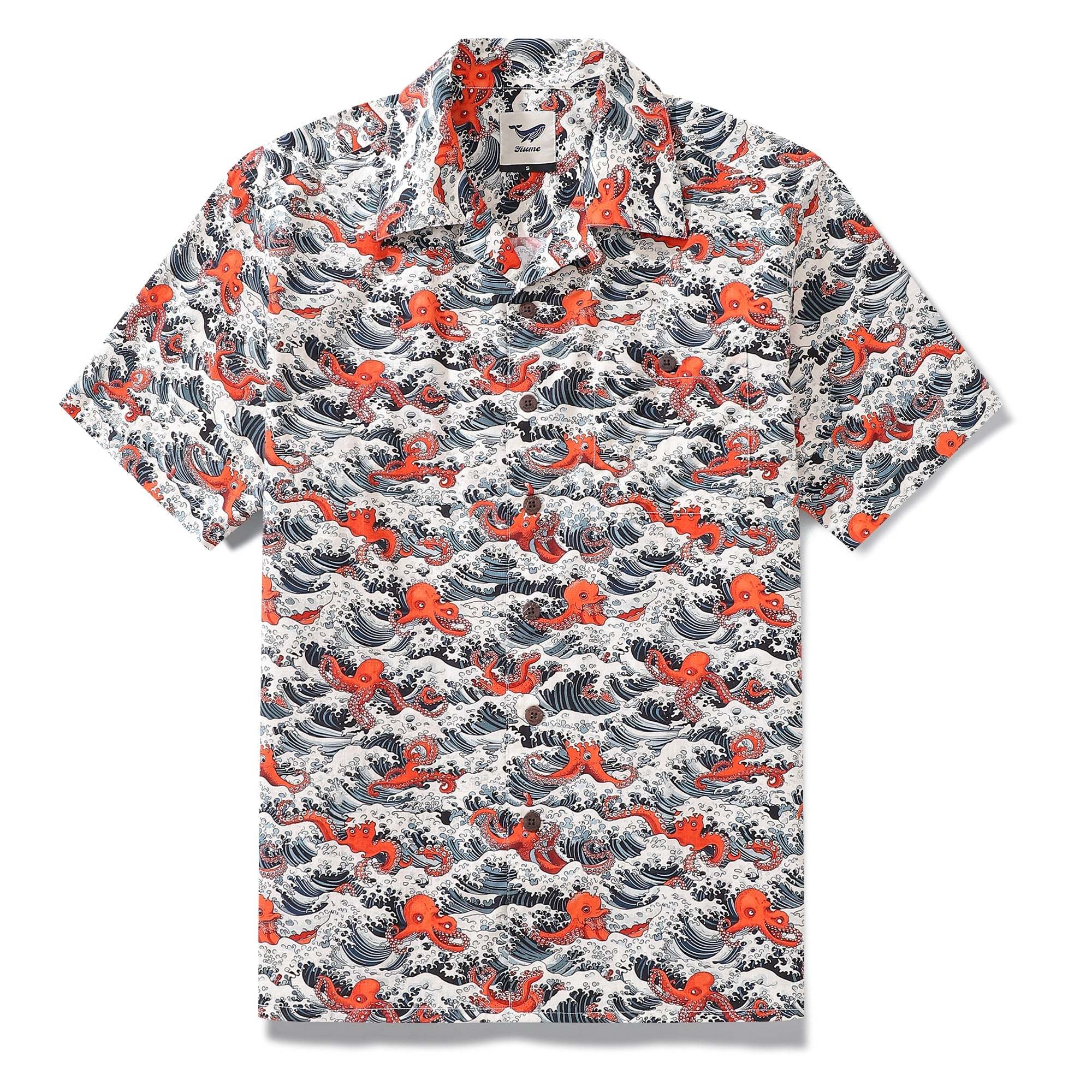 Hawaiian Shirt For Men Octopus Revelry Shirt Camp Collar 100% Cotton Shirt Aloha By Amy