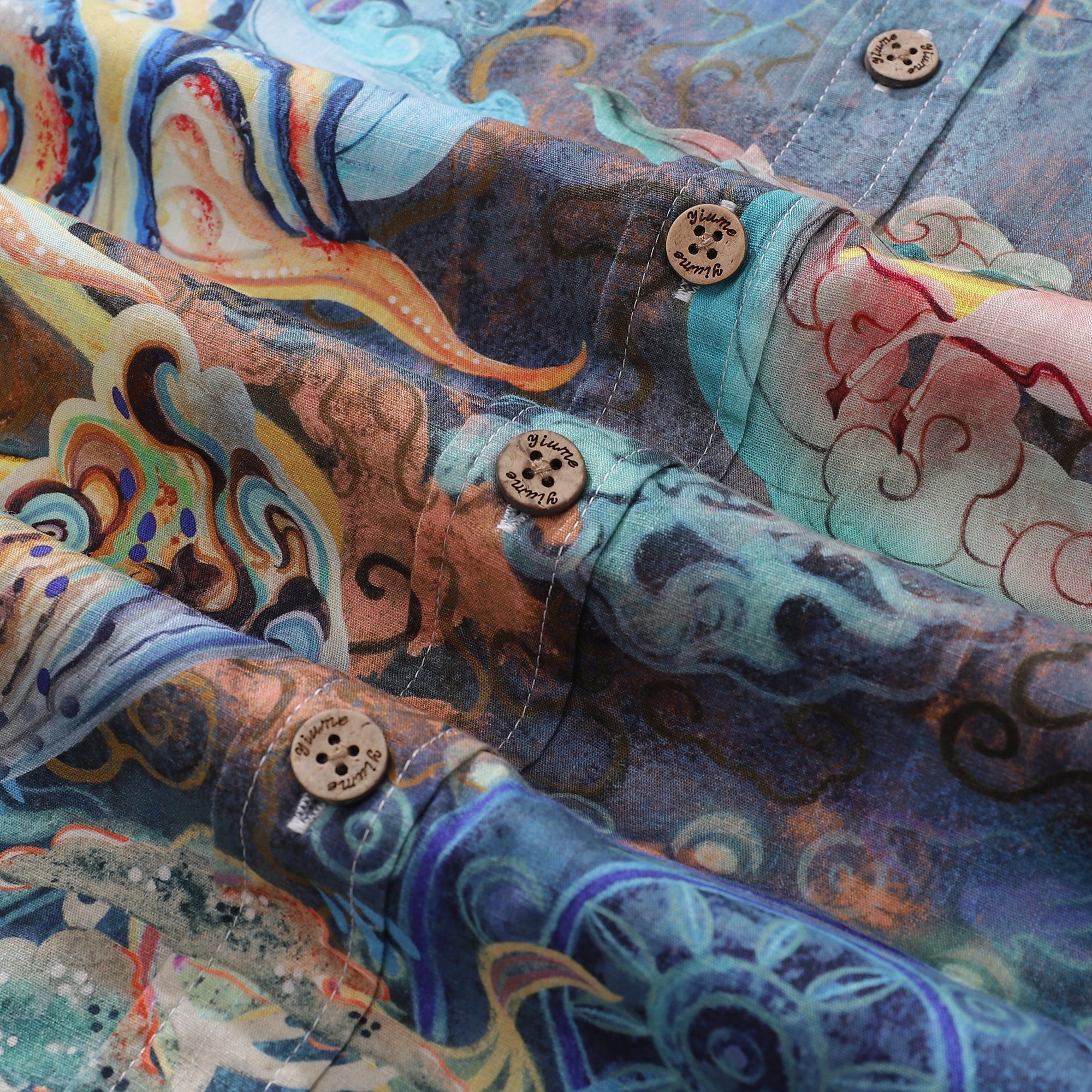 Cotton Hawaiian Shirt For Men Dreamland Art Button-down Short Sleeve Shirt By Mo