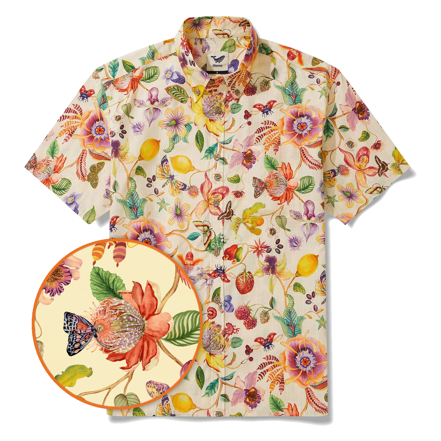 Chemise hawaïenne pour homme à manches courtes, boutonnée, 100 % coton beige Aloha Dreams Of An Exotic Garden par Huan huan