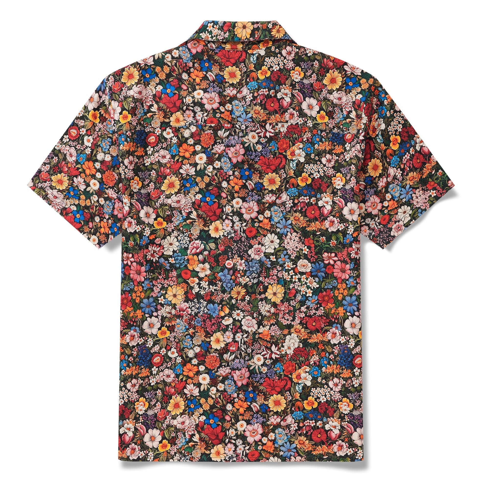 100% Silk Men's Hawaiian Shirt Short Sleeve Camp Collar 100% Silk Blue Aloha Among The Flowers By Yakima