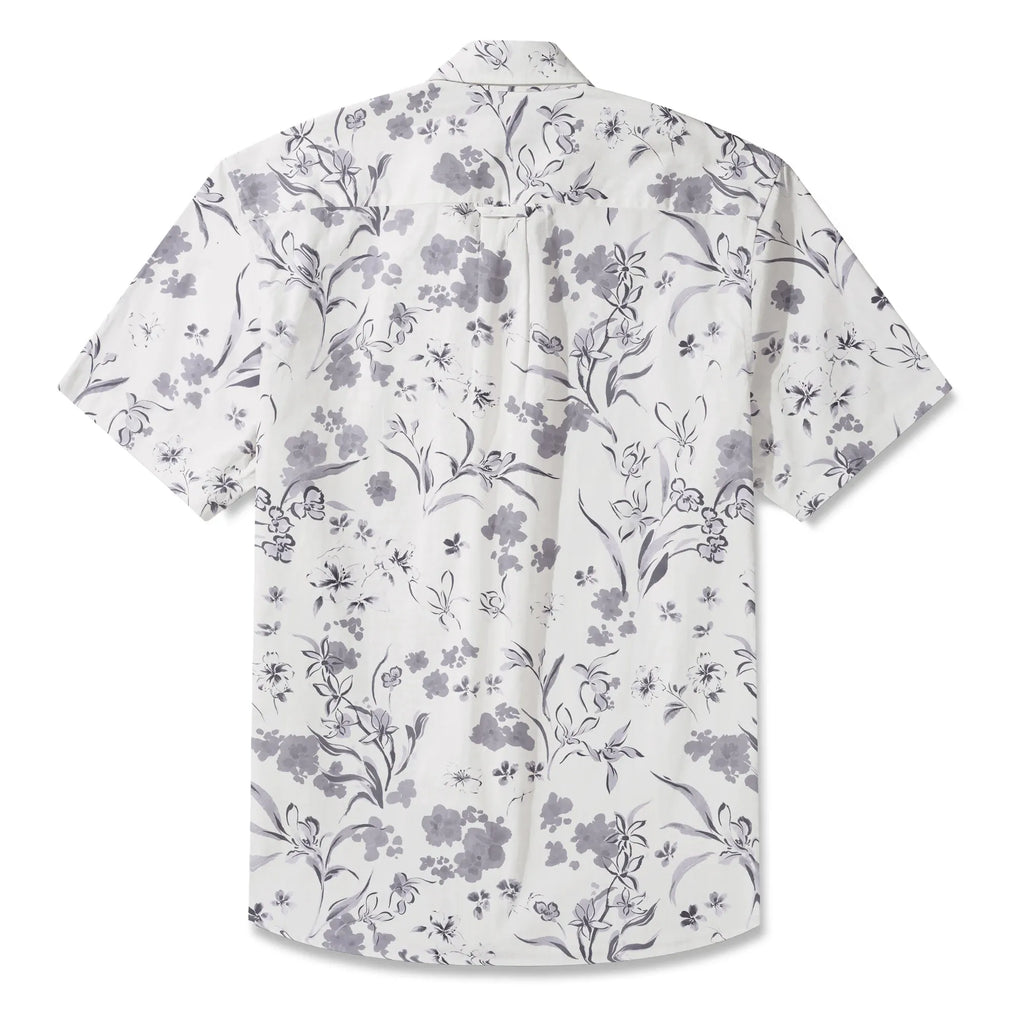 LeosWare® Men's Hawaiian Shirt Short Sleeve Button-up 100% Cotton Gray Aloha Exquisite Art Gray Floral Design By Huan huan