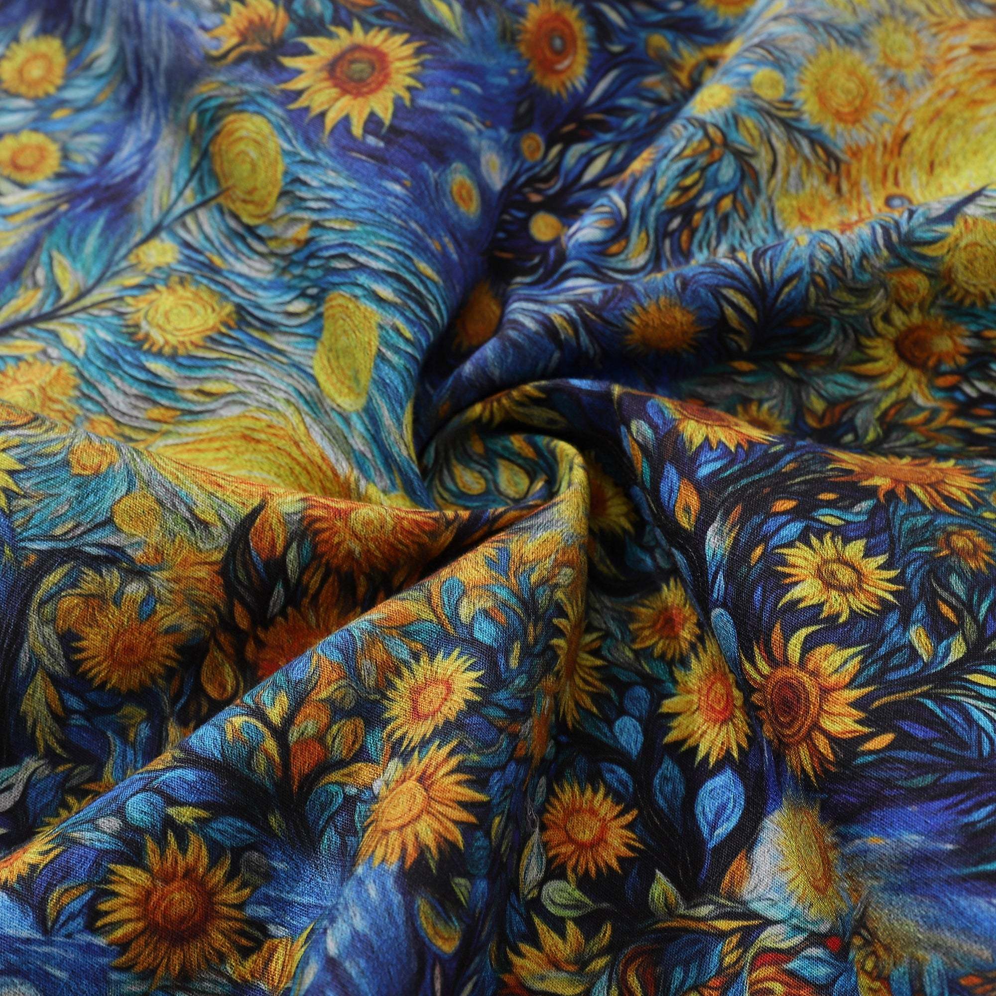 Chemise hawaïenne vintage des années 1960 pour homme Chemise Tournesol Van Gogh 100 % coton Chemise à col camp par Yakima