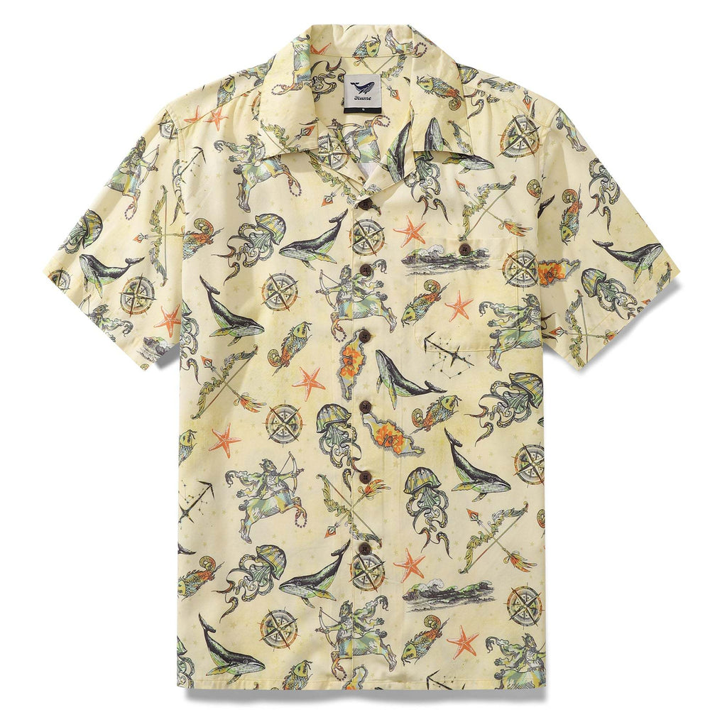 Hawaiian Shirt For Men Sagittarius Shirt Camp Collar Tencel™ The 12 Zodiac Signs By Cigar