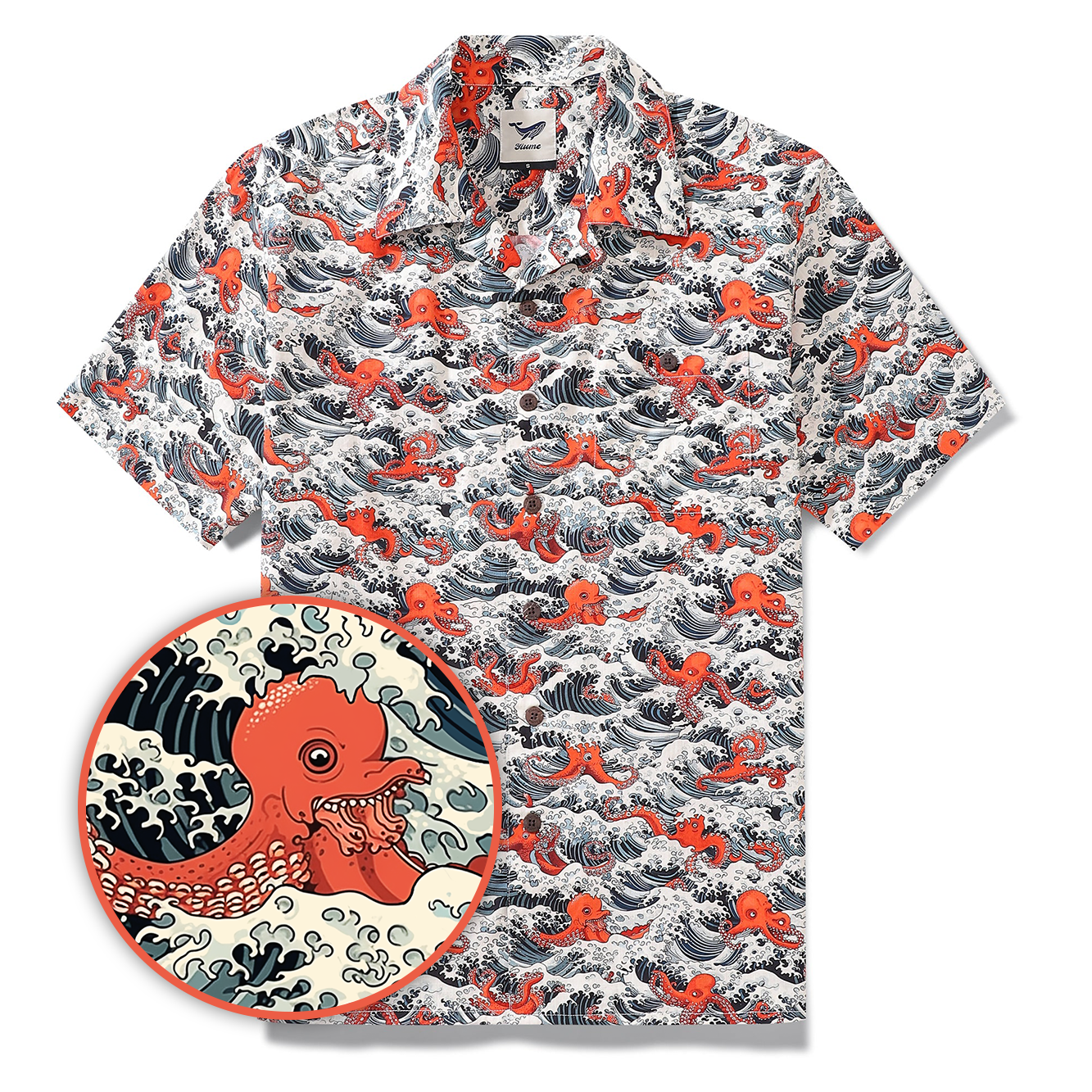 Hawaiian Shirt For Men Octopus Revelry Shirt Camp Collar 100% Cotton Shirt Aloha By Amy