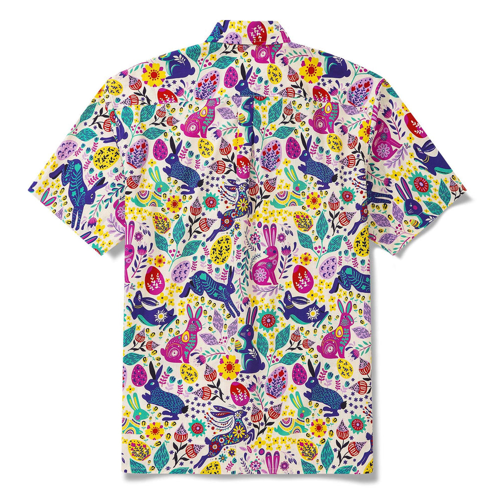 Easter Day Men's Hawaiian Shirt Short Sleeve Button-down 100% Cotton Aloha Easter Vibes By Yana