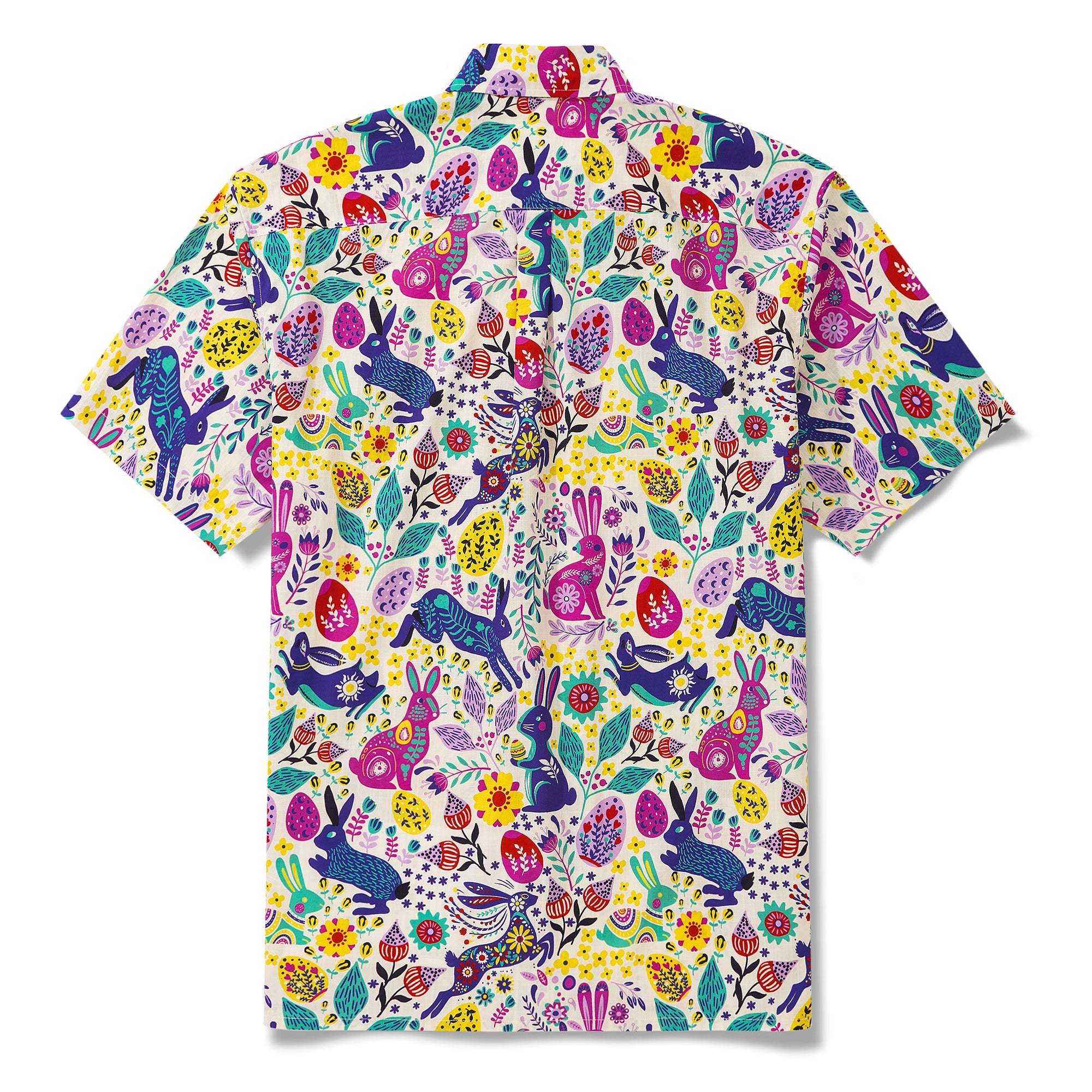 Easter Day Men's Hawaiian Shirt Short Sleeve Button-down 100% Cotton Aloha Easter Vibes By Yana