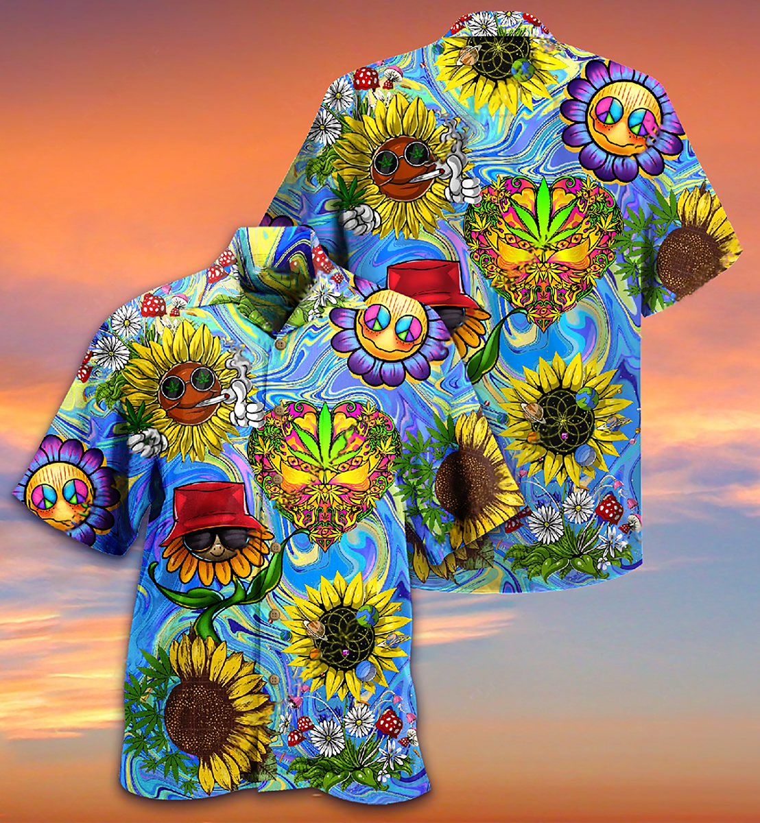 Hippie Sunflowers Stay Trippy Little Hippie - Hawaiian Shirt