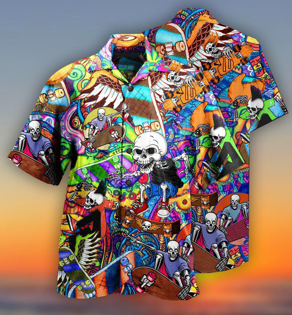 Skull Amazing Skateboarding - Hawaiian Shirt