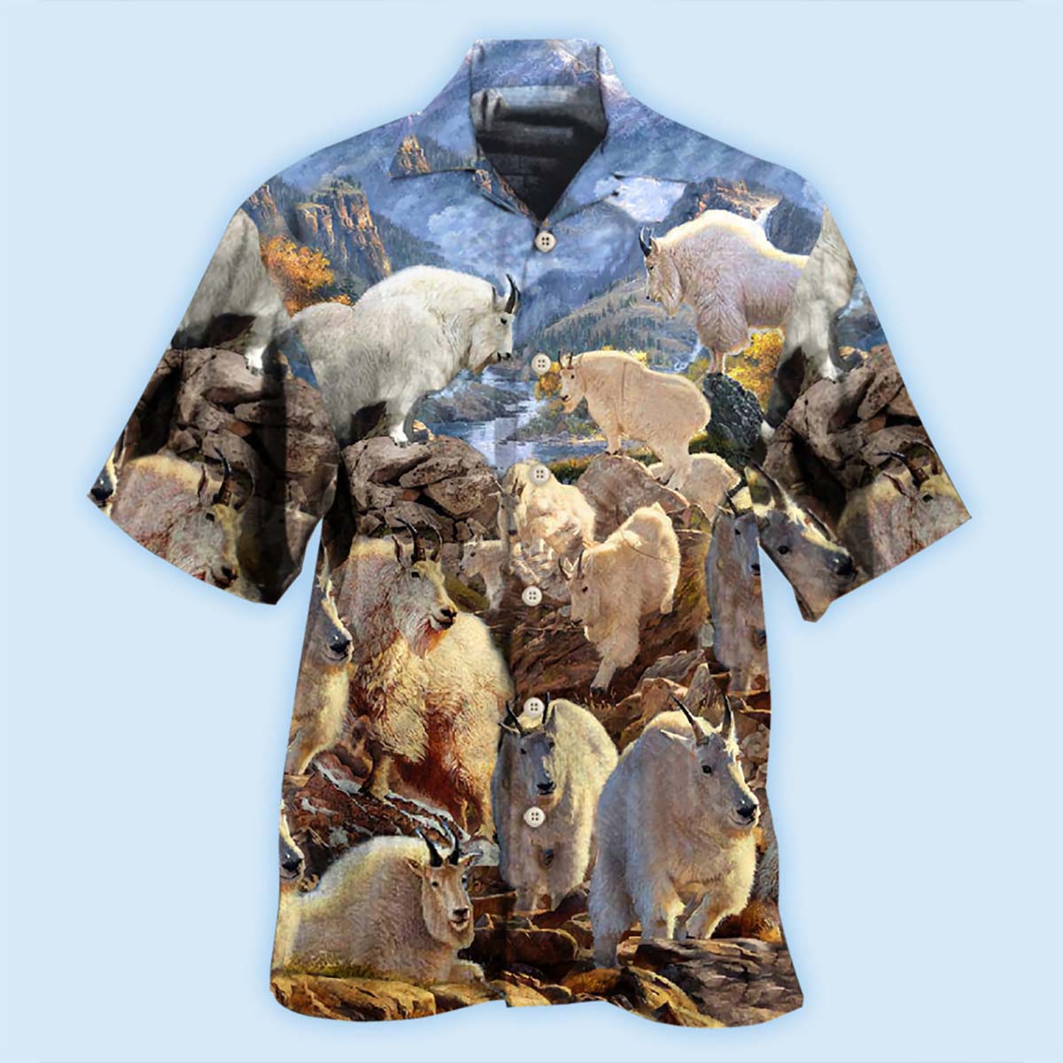 Goat Animals Amazing Moutain Goats With Snow - Hawaiian Shirt