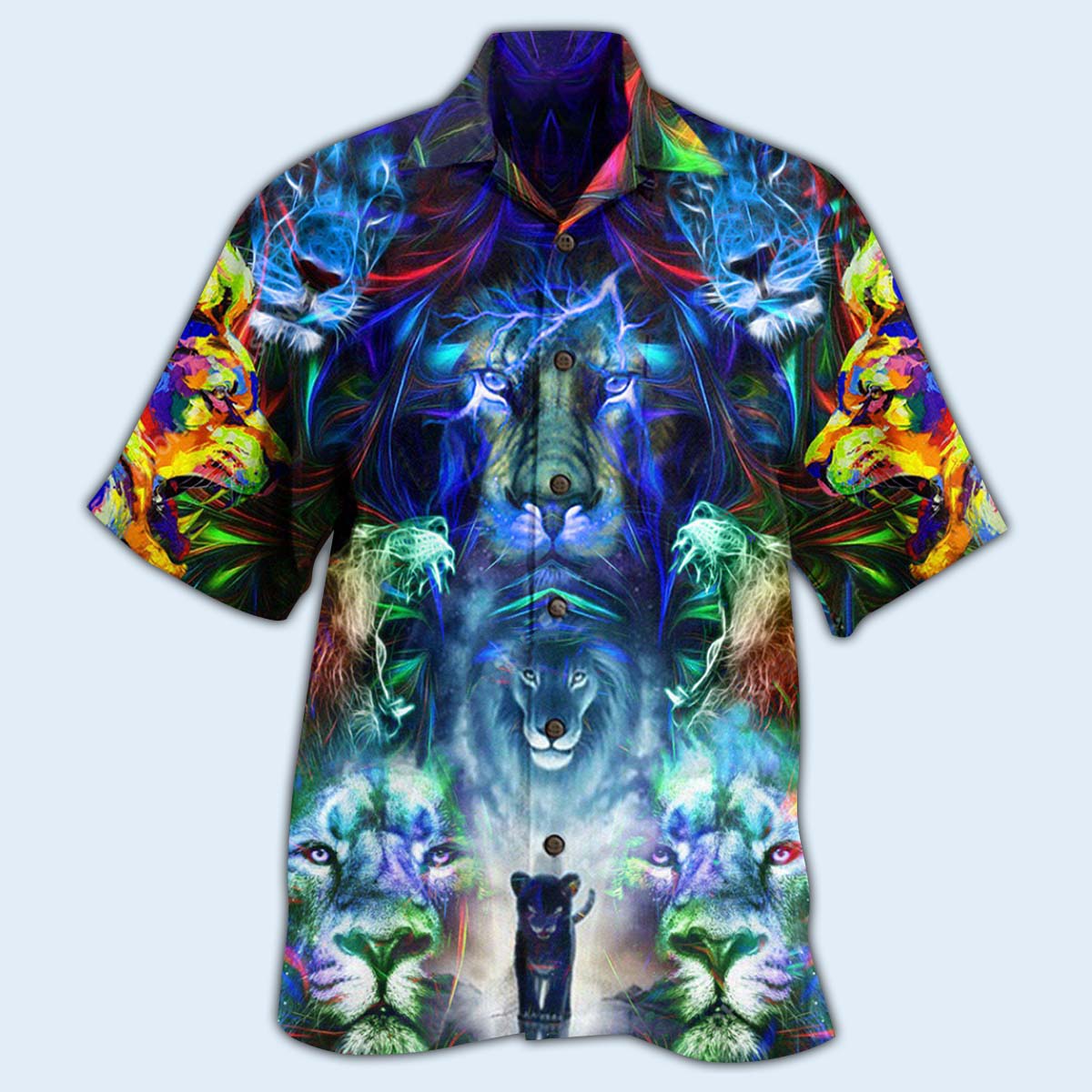 Lion Be Coming King With Colorful Pattern - Hawaiian Shirt