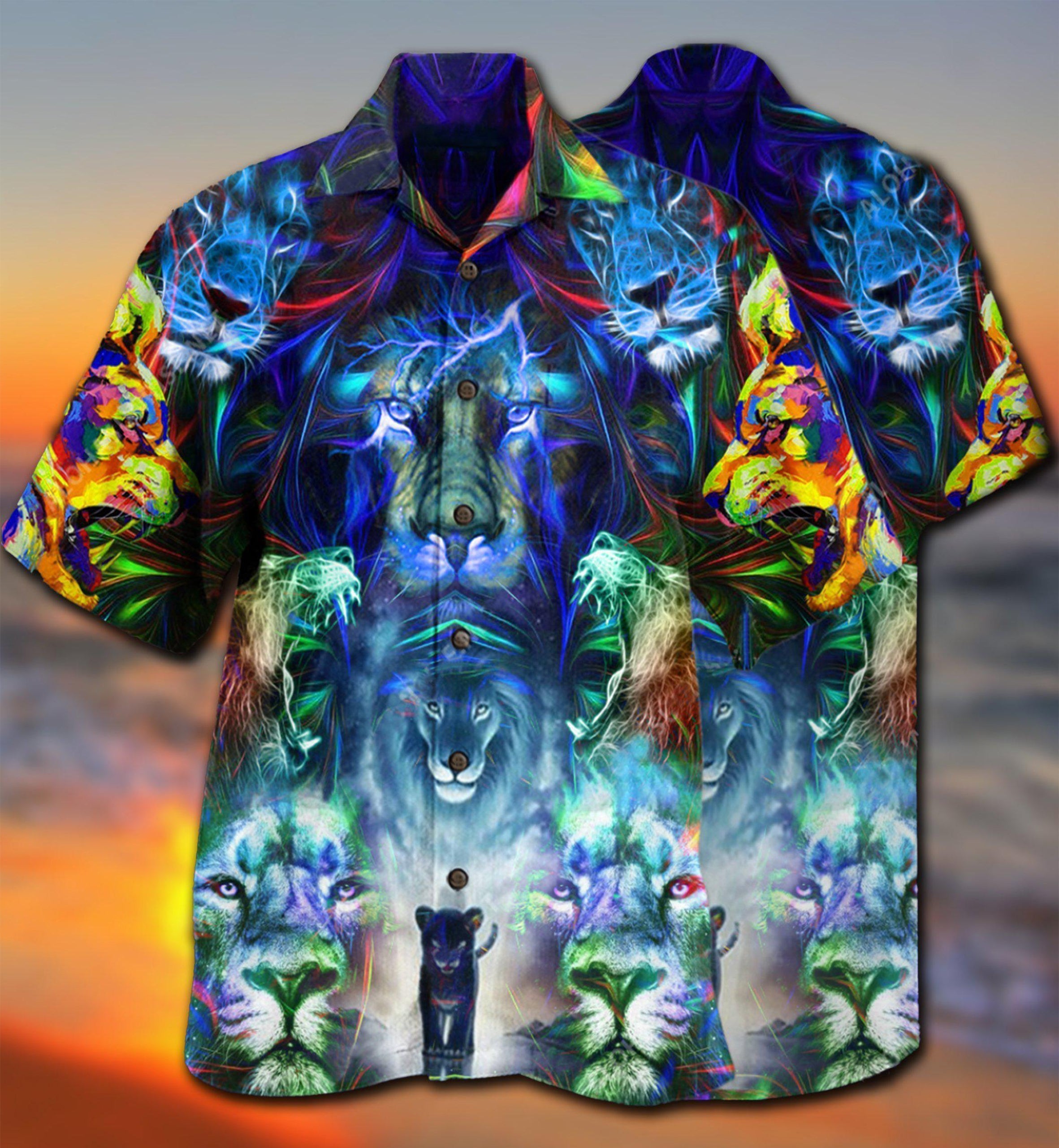 Lion Be Coming King With Colorful Pattern - Hawaiian Shirt