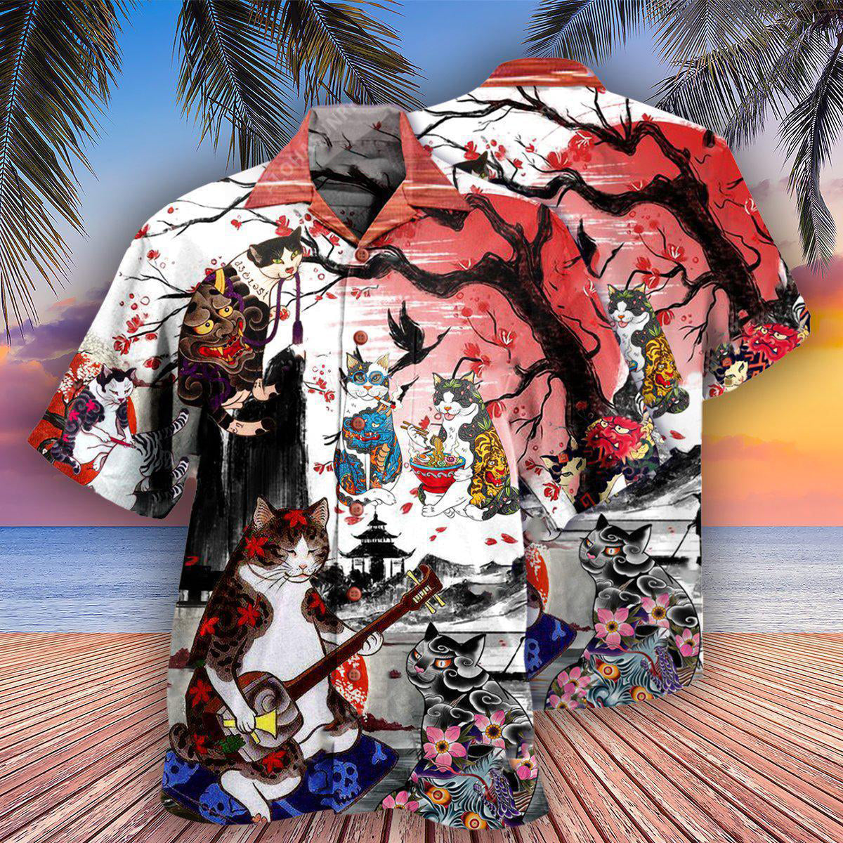 Cat Japanese Art Style - Hawaiian Shirt