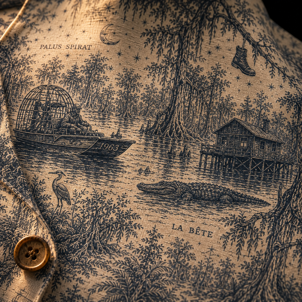 Crosfil The Bayou File 1963 Hawaiian Shirt — Swamp Bigfoot Toile Print
