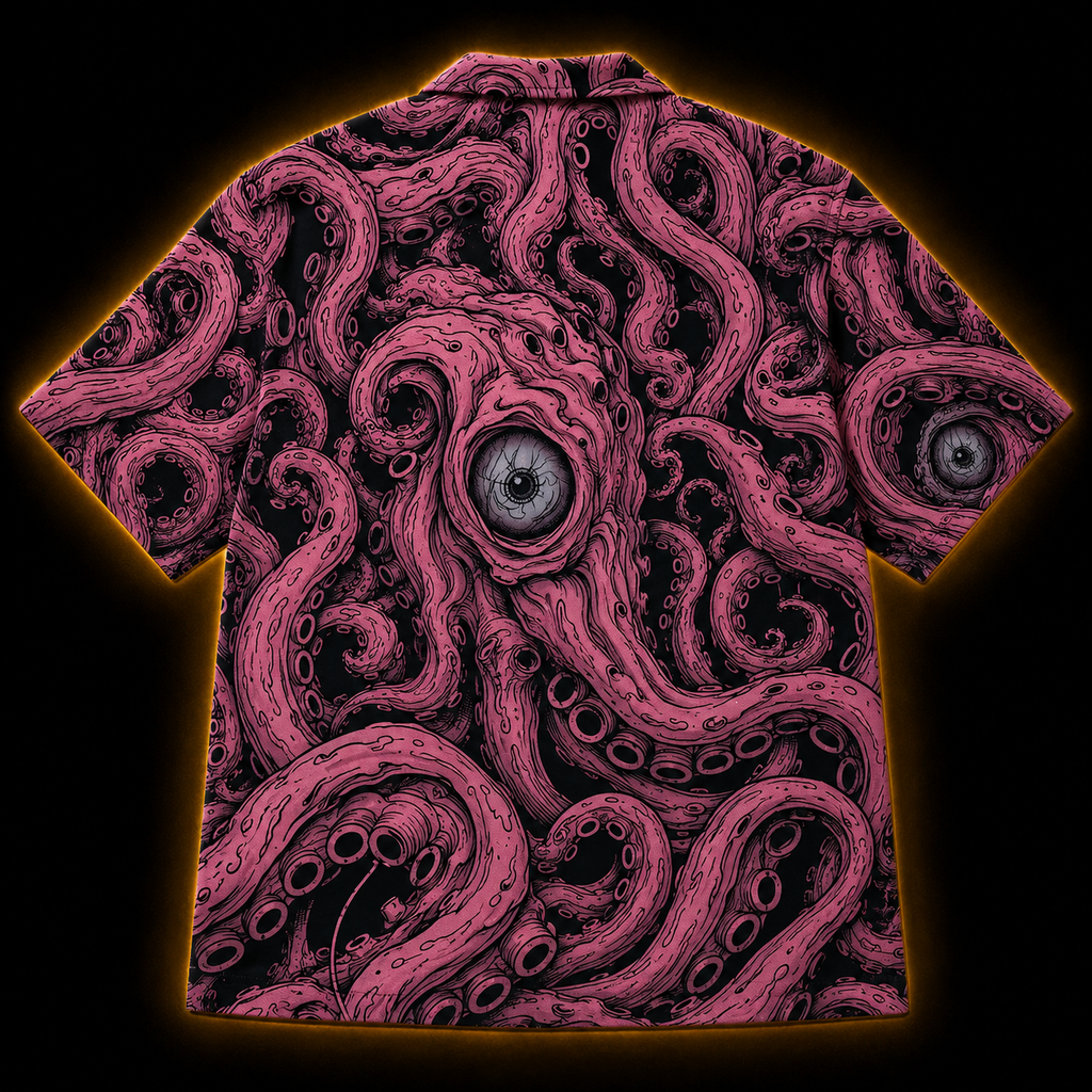 Crosfil Pink Abyss Hawaiian Shirt — Tentacle & Eyes All-Over Print