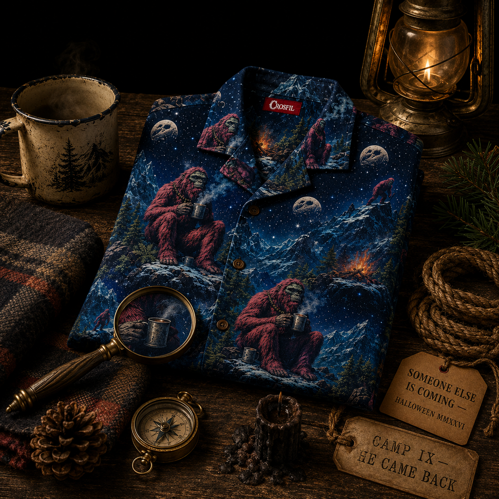 Crosfil Cold Comfort Hawaiian Shirt — Bigfoot Mountain Night Print