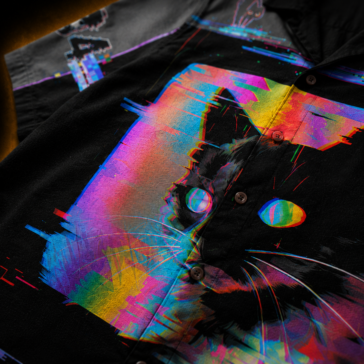 Error 404 — Glitch Cat Hawaiian Shirt | Animal Collection