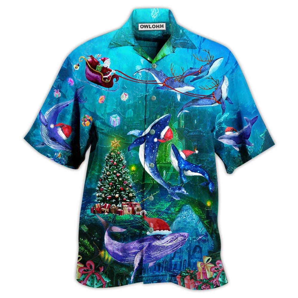 Whale Chirstmas Whales Under The Sea - Hawaiian Shirt