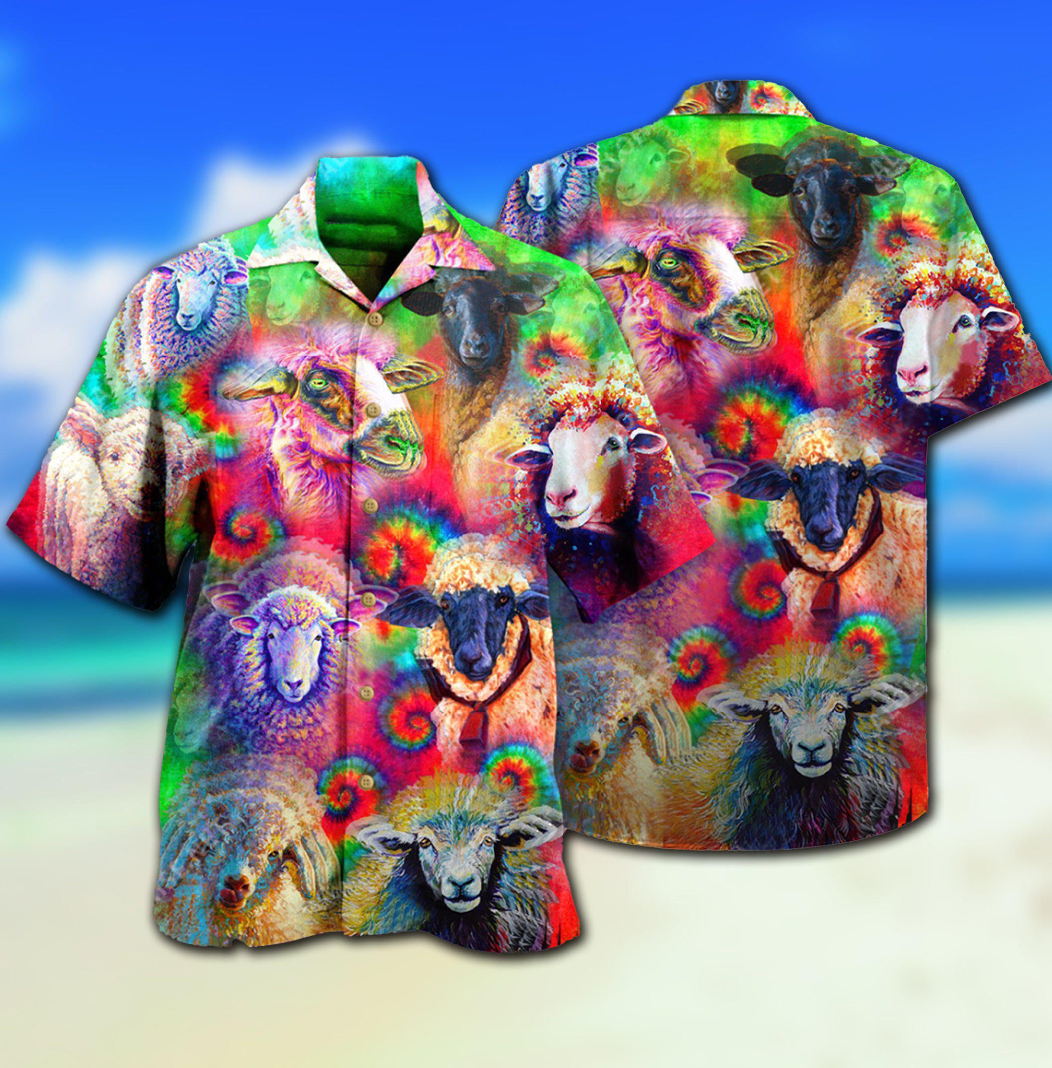 Sheep Animals Colorful Sheeps - Hawaiian Shirt