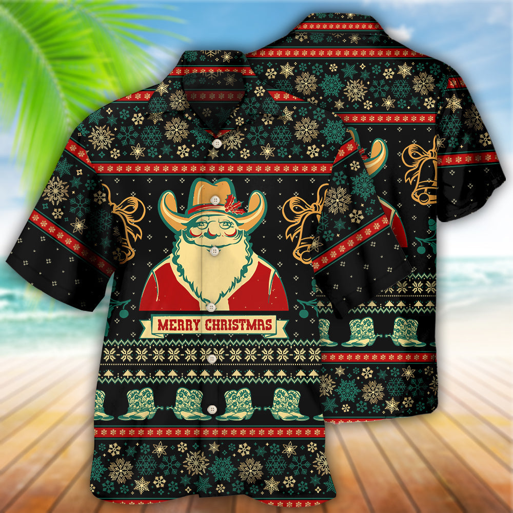 Cowboy Santa Christmas Old Man - Hawaiian Shirt