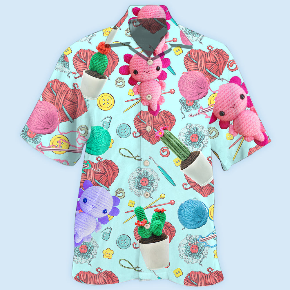 Crochet Lovely Blue Style - Hawaiian Shirt