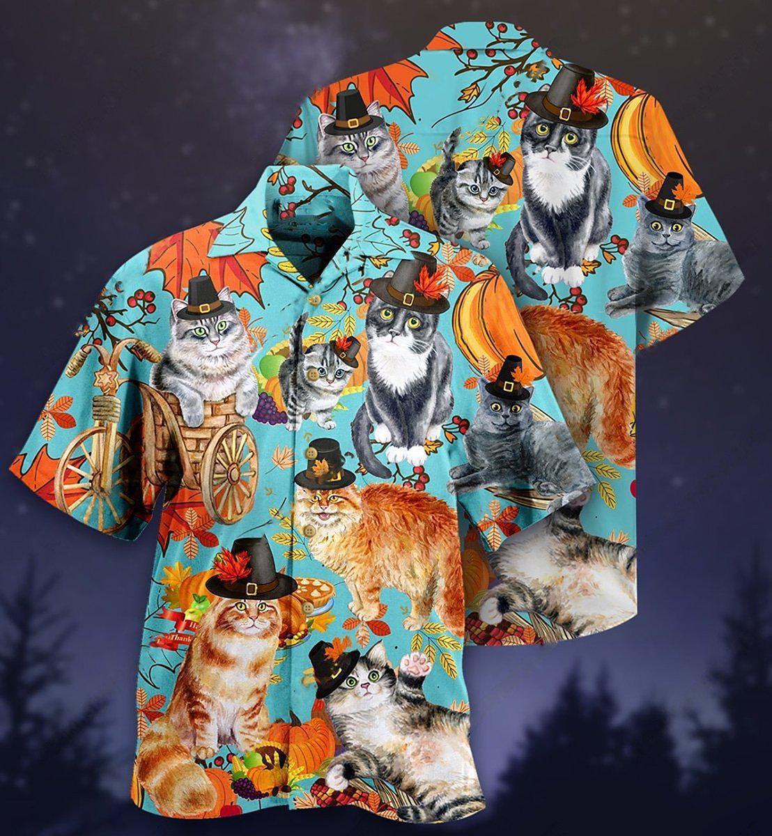 Cat Happy Thanksgiving - Hawaiian Shirt