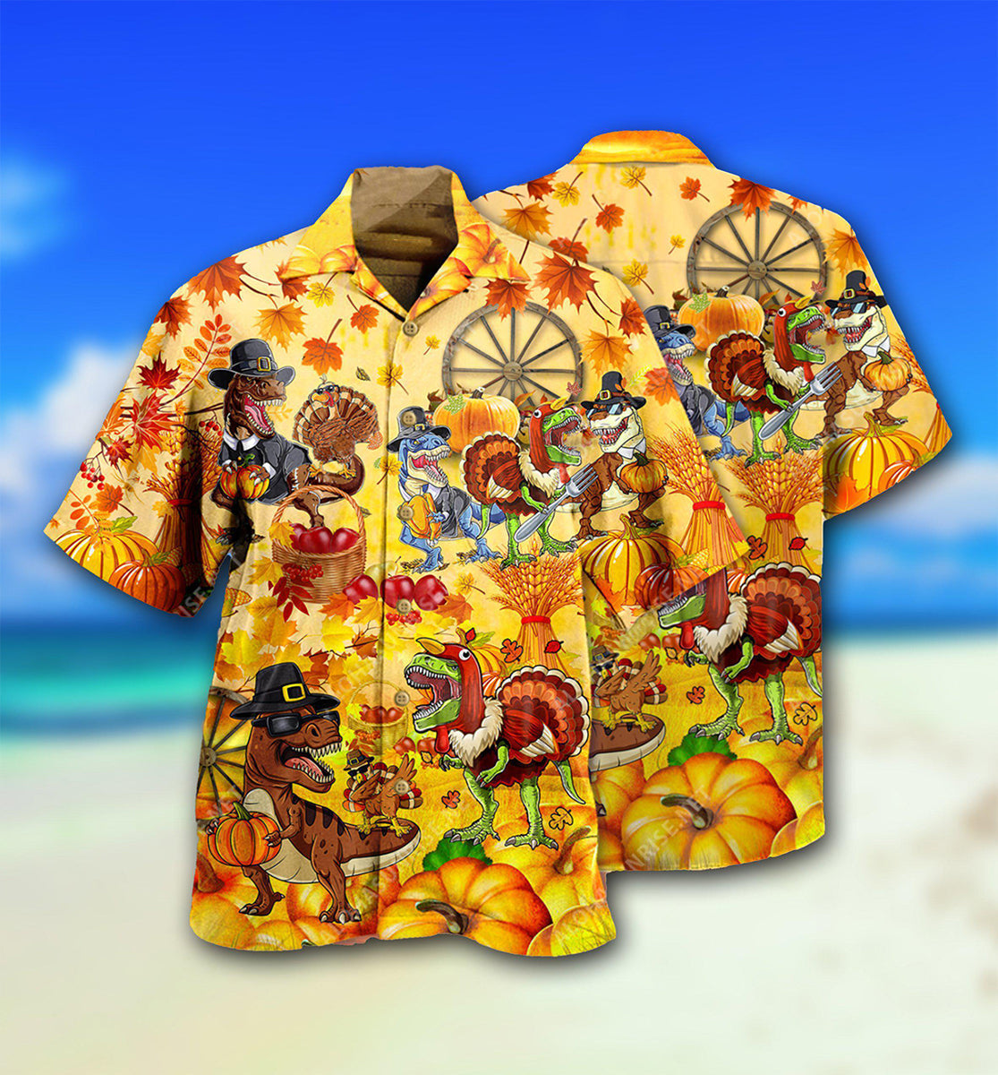 Dinosaur Lovely Autumn - Hawaiian Shirt