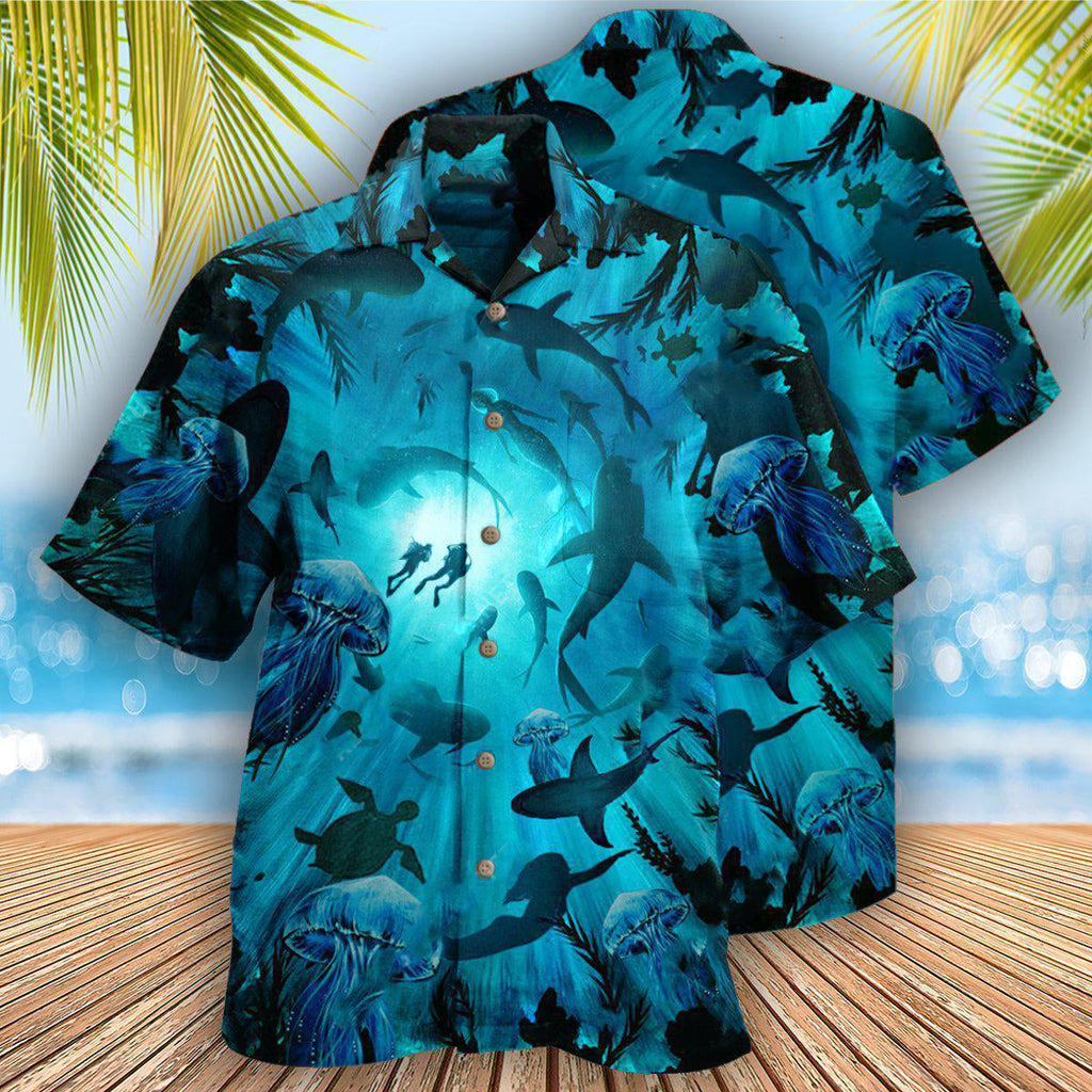 Diving Ocean Marine Biology Into The Sea - Hawaiian Shirt