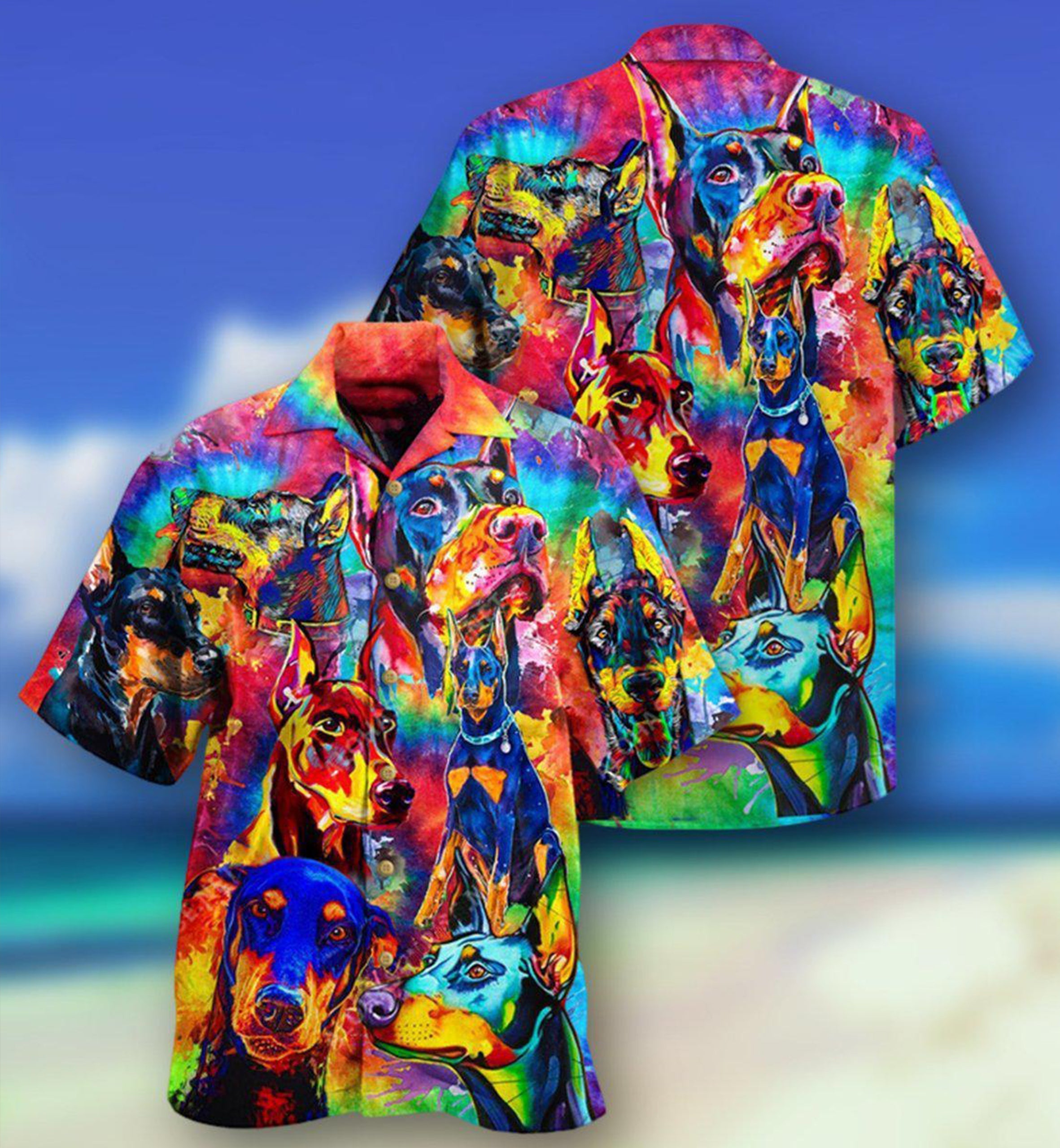 Doberman Dogs Colorful - Hawaiian Shirt