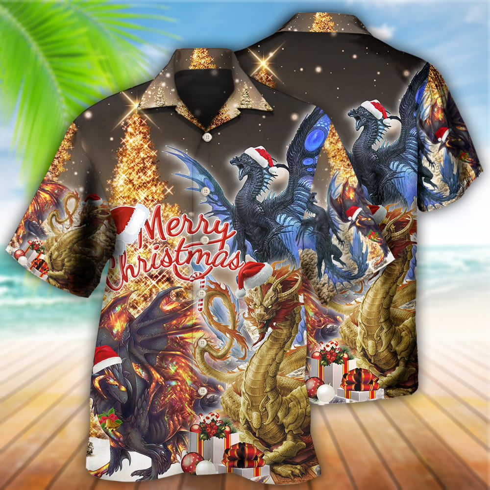 Dragon Gold Merry Christmas Amazing - Hawaiian Shirt