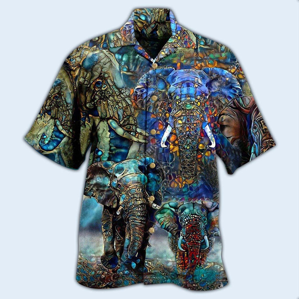 Elephant Love Forest Color - Hawaiian Shirt