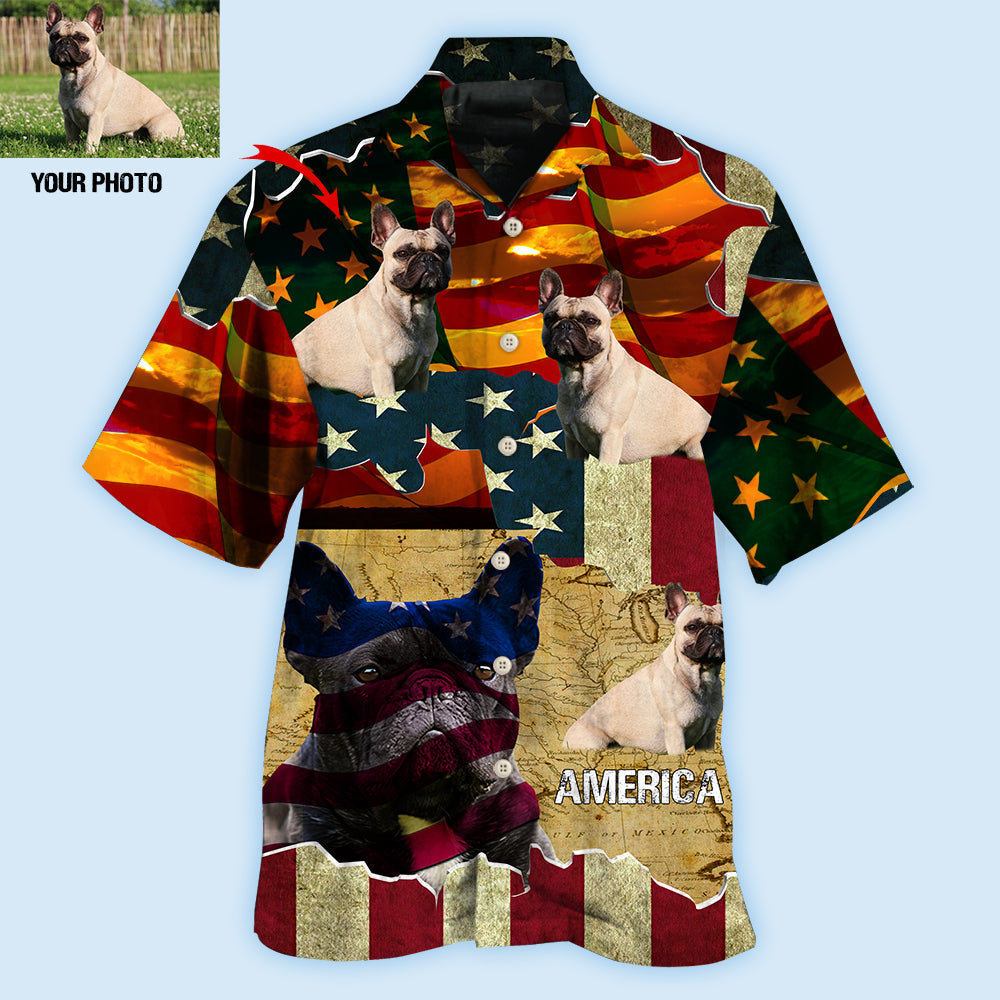 French Bulldog America Sunset Custom Photo - Hawaiian Shirt
