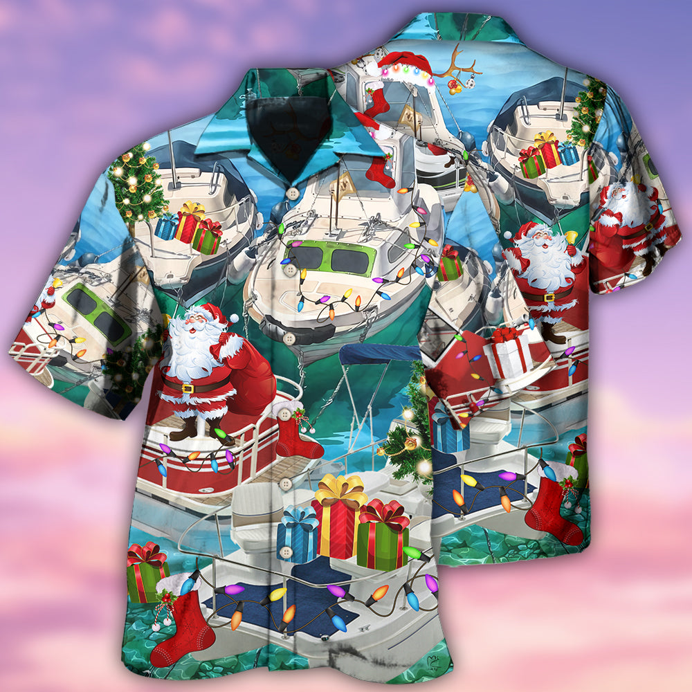 Pontoon Santa Claus's Pontoon Is Coming To Town - Hawaiian Shirt
