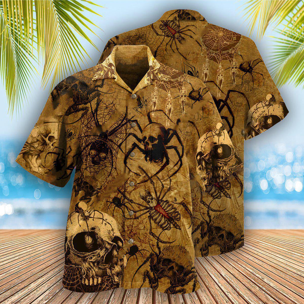 Skull Im Only Here For The Spiders - Hawaiian Shirt