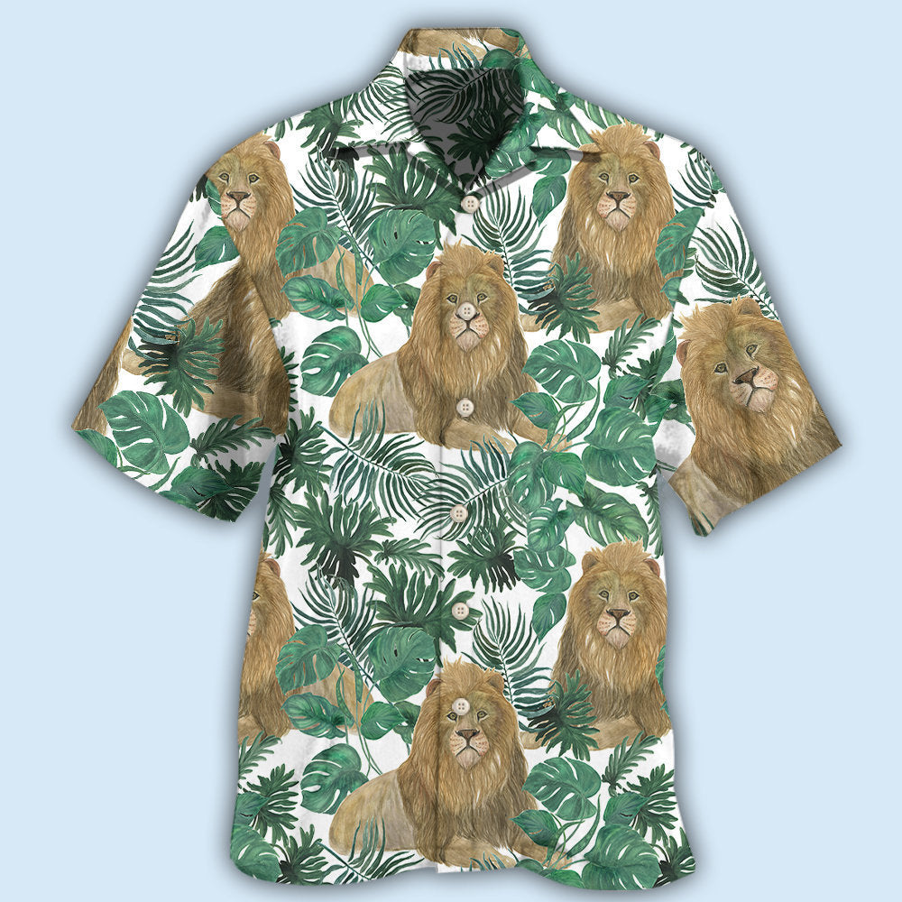 Lion So Cute Style With Tropical Leaf - Hawaiian Shirt